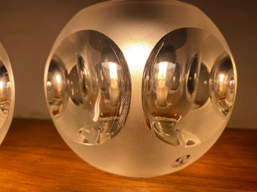 Verre Lampes de table Peill and Putzler à cubes de glace givrés 1960 -set- en vente
