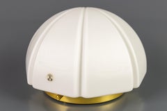 Peill and Putzler Pearl White Glass and Brass Flush Mount Ceiling Light, 1970s
