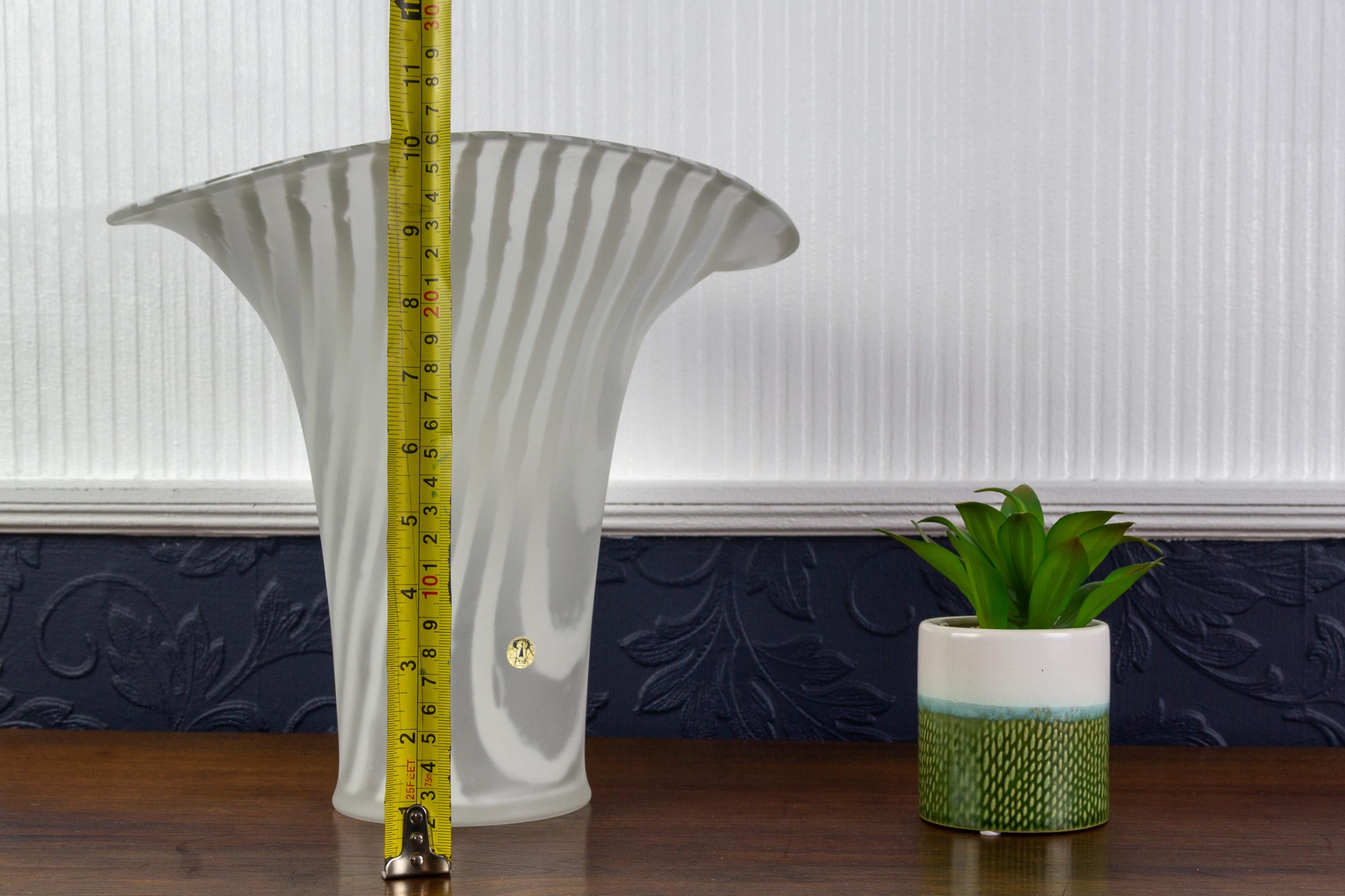 Peill and Putzler White Striped Glass Vase, 1970s For Sale 8