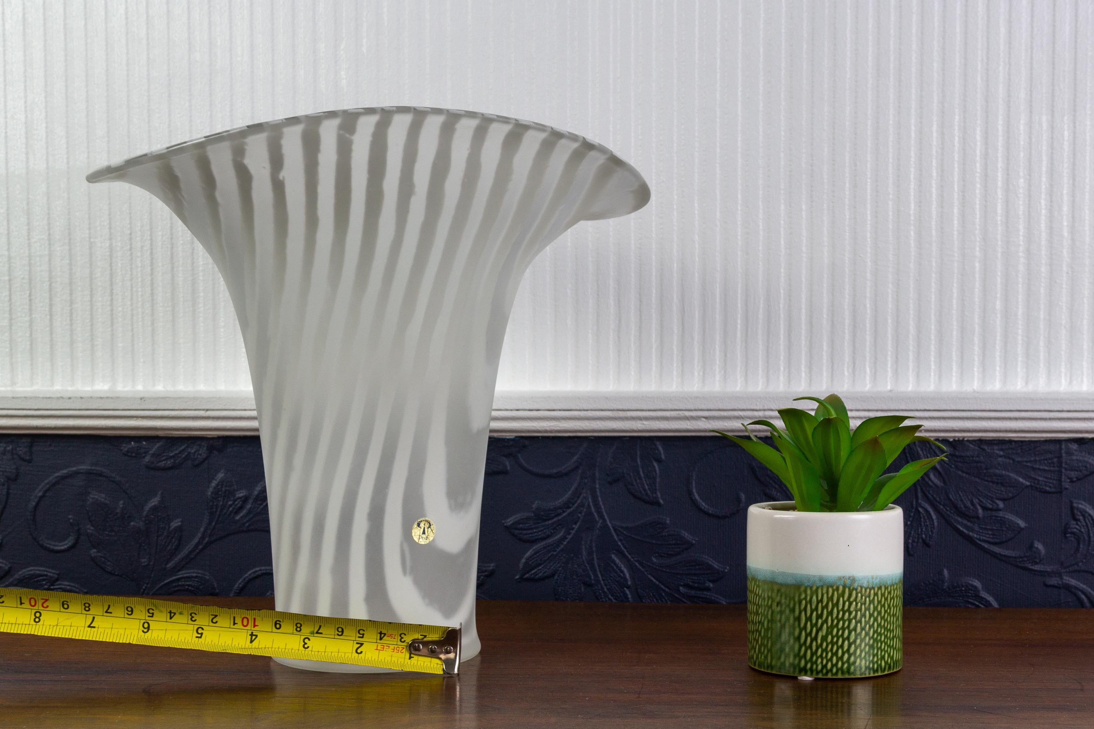 Peill and Putzler White Striped Glass Vase, 1970s For Sale 10