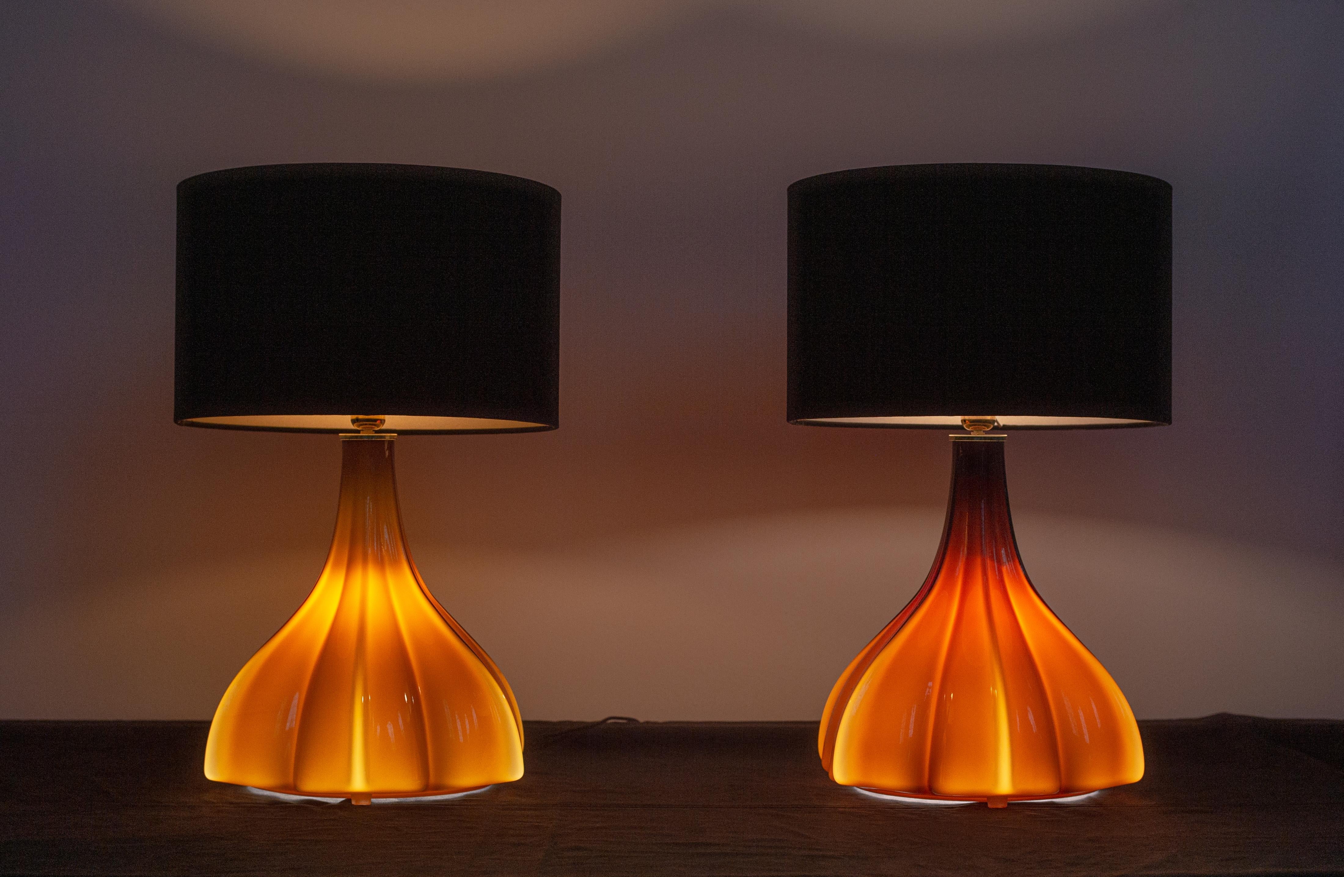 Late 20th Century Peill & Putzler 1970s pair of Murano Table Lamps