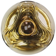 Peill & Putzler 1970s Smoked Glass and Brass Biomorphic Wall Light Sconce