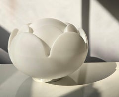 Peill + Putzler "Artichoke" White Opaline Glass Table Lamp, Germany, 1970s