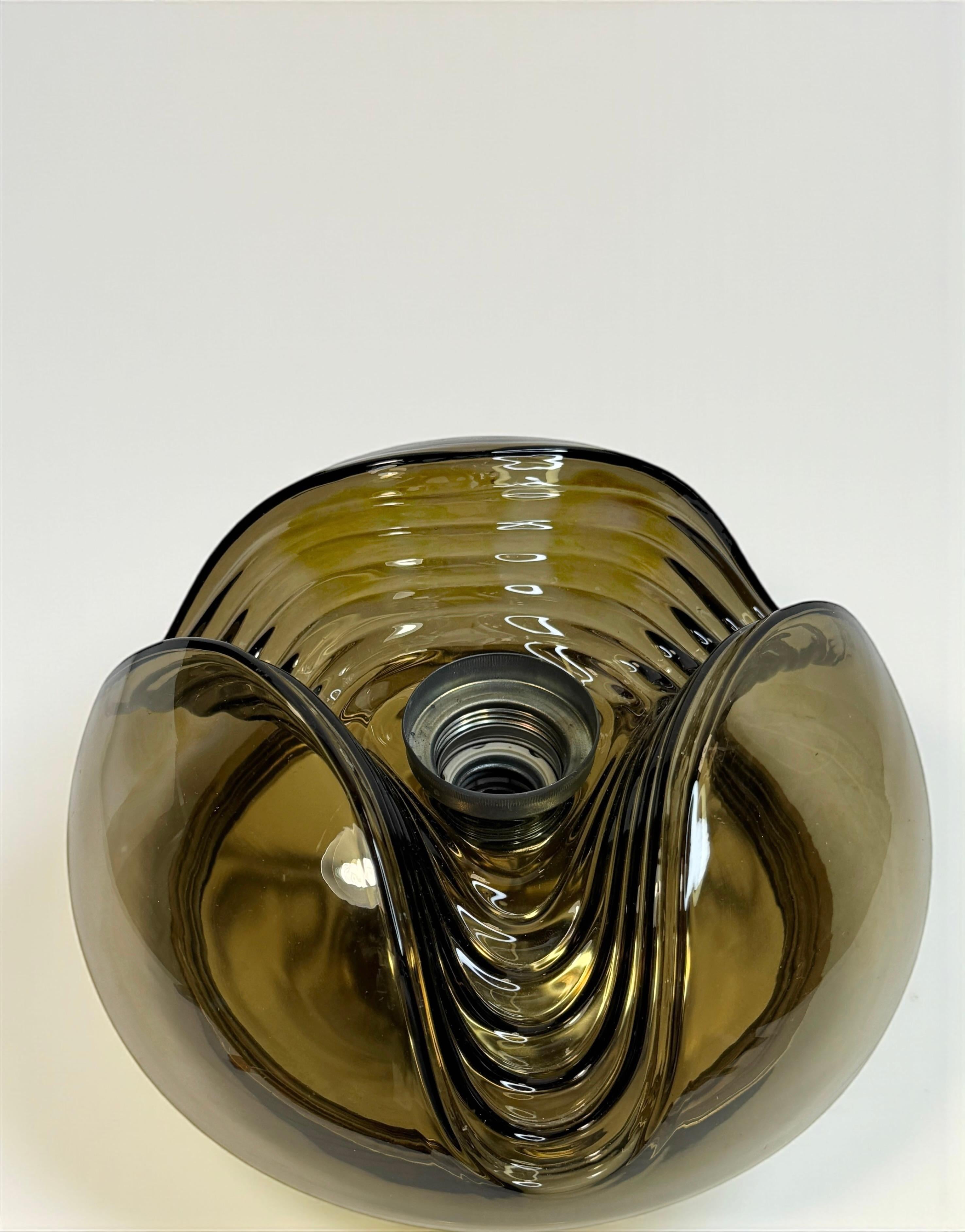 Peill & Putzler Biomorphic Flush Mount Light Amber Glass Wave Koch Lowy, 1960s For Sale 6