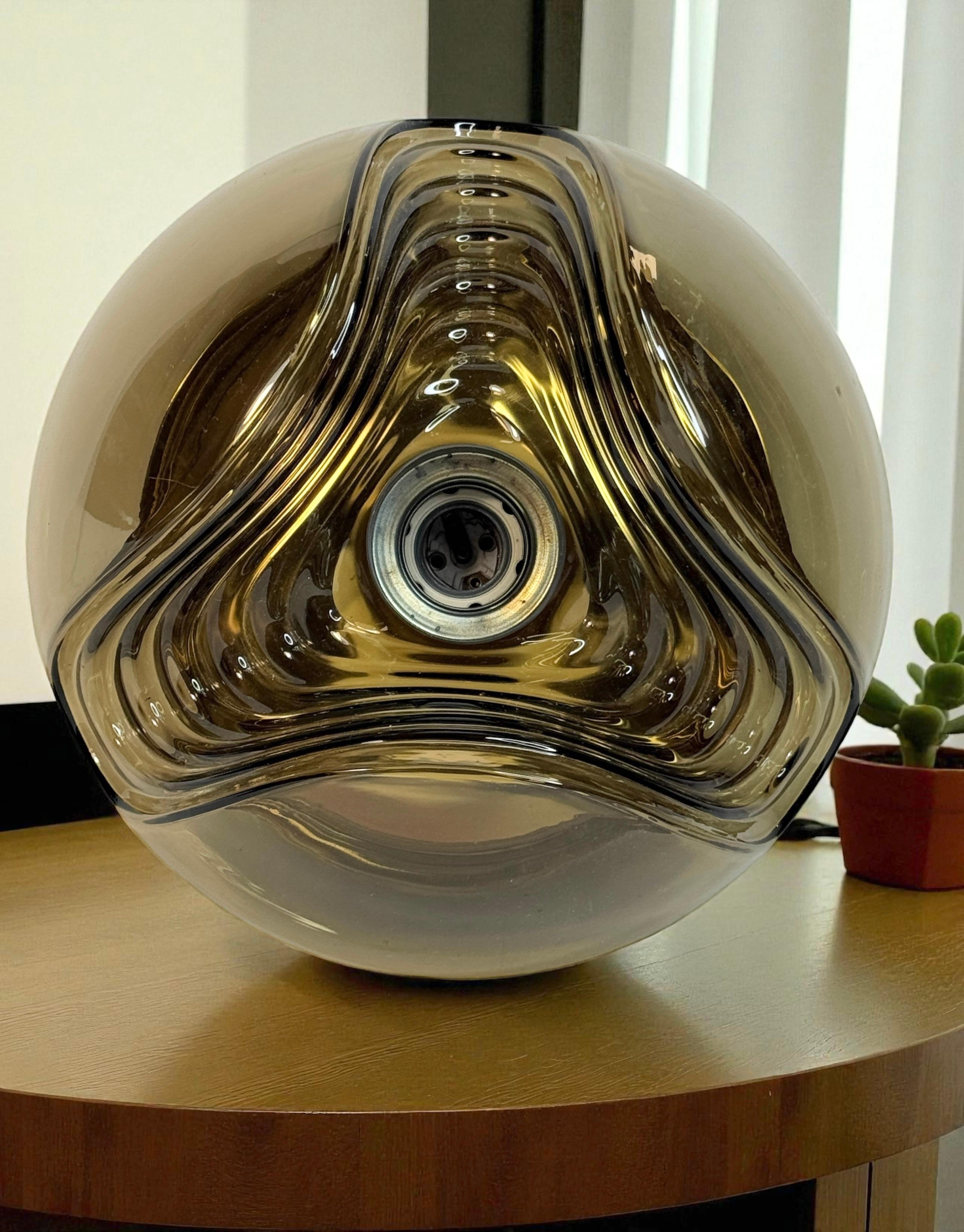 Peill & Putzler Biomorphic Flush Mount Light Amber Glass Wave Koch Lowy, 1960s For Sale 7