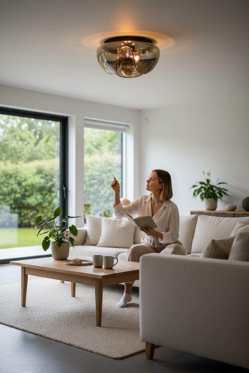 Peill & Putzler Biomorphic Flush Mount Light Amber Glass Wave Koch Lowy, 1960s For Sale 10