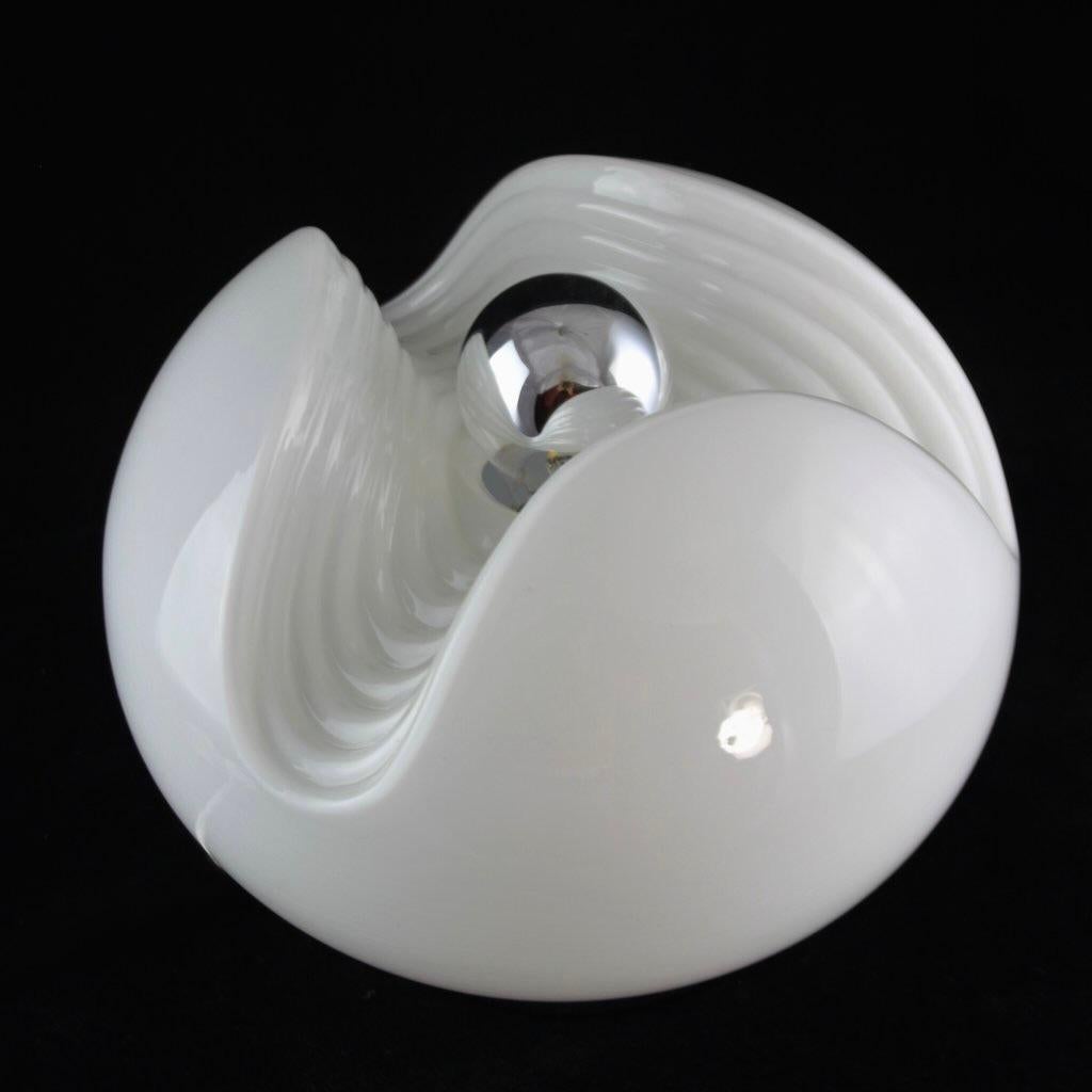 Biomorphe Tischlampe aus Opalglas von Peill & Putzler mit Wellenform Koch Lowy, 1960er Jahre im Angebot 3