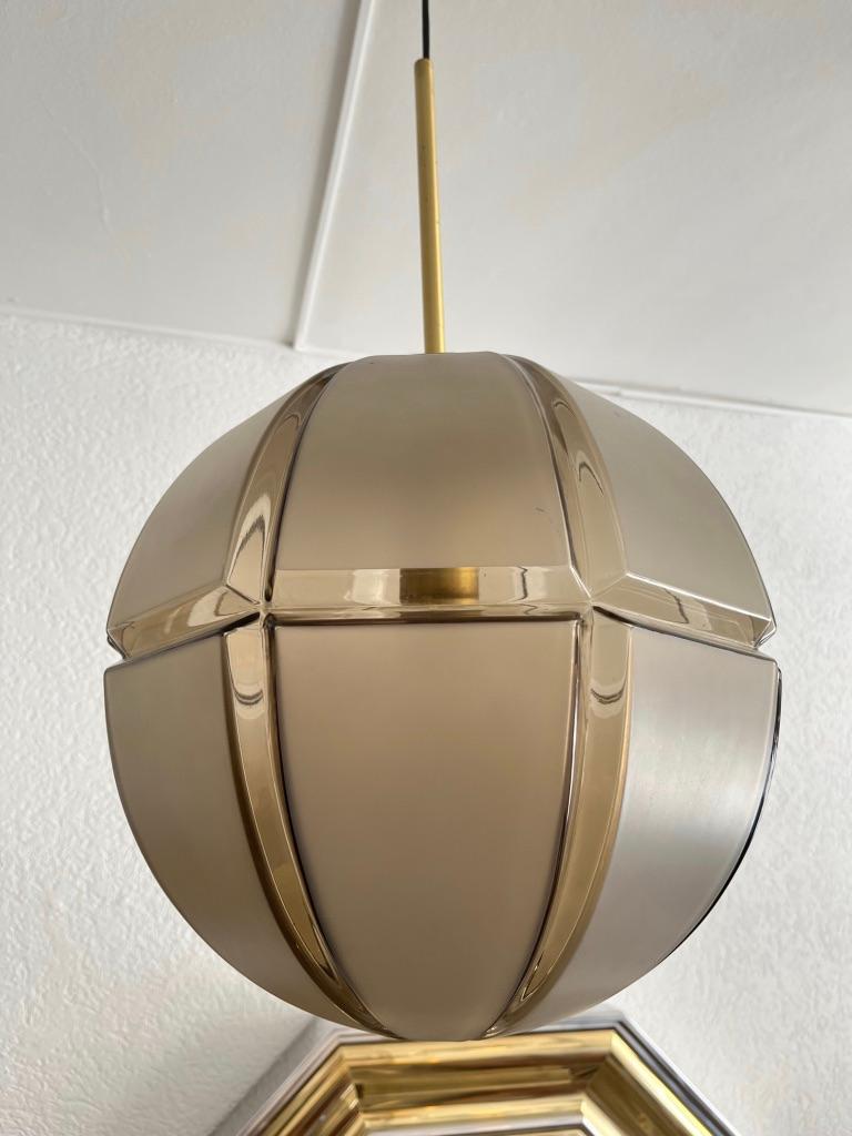 Peill & Putzler Brass and Glass Pendant Lamp, Germany, Ca. 1960s For Sale 4