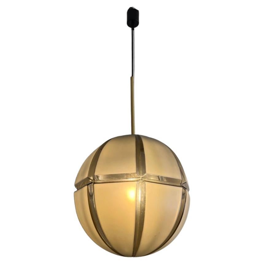 Peill & Putzler Brass and Glass Pendant Lamp, Germany, Ca. 1960s For Sale