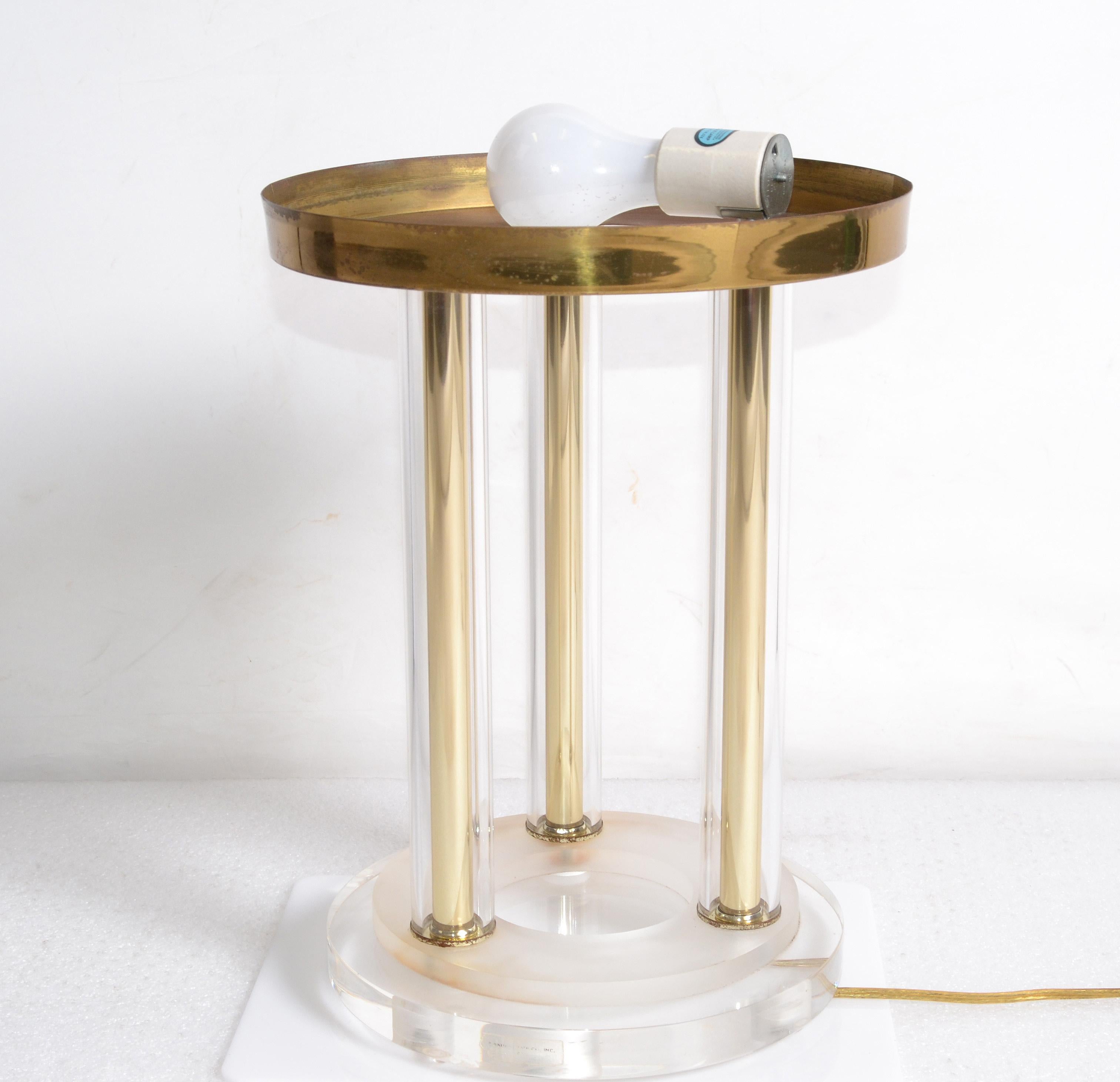 Peill & Putzler Brass, Lucite and Blown Glass Table Lamp Space Age 1970s Germany For Sale 11