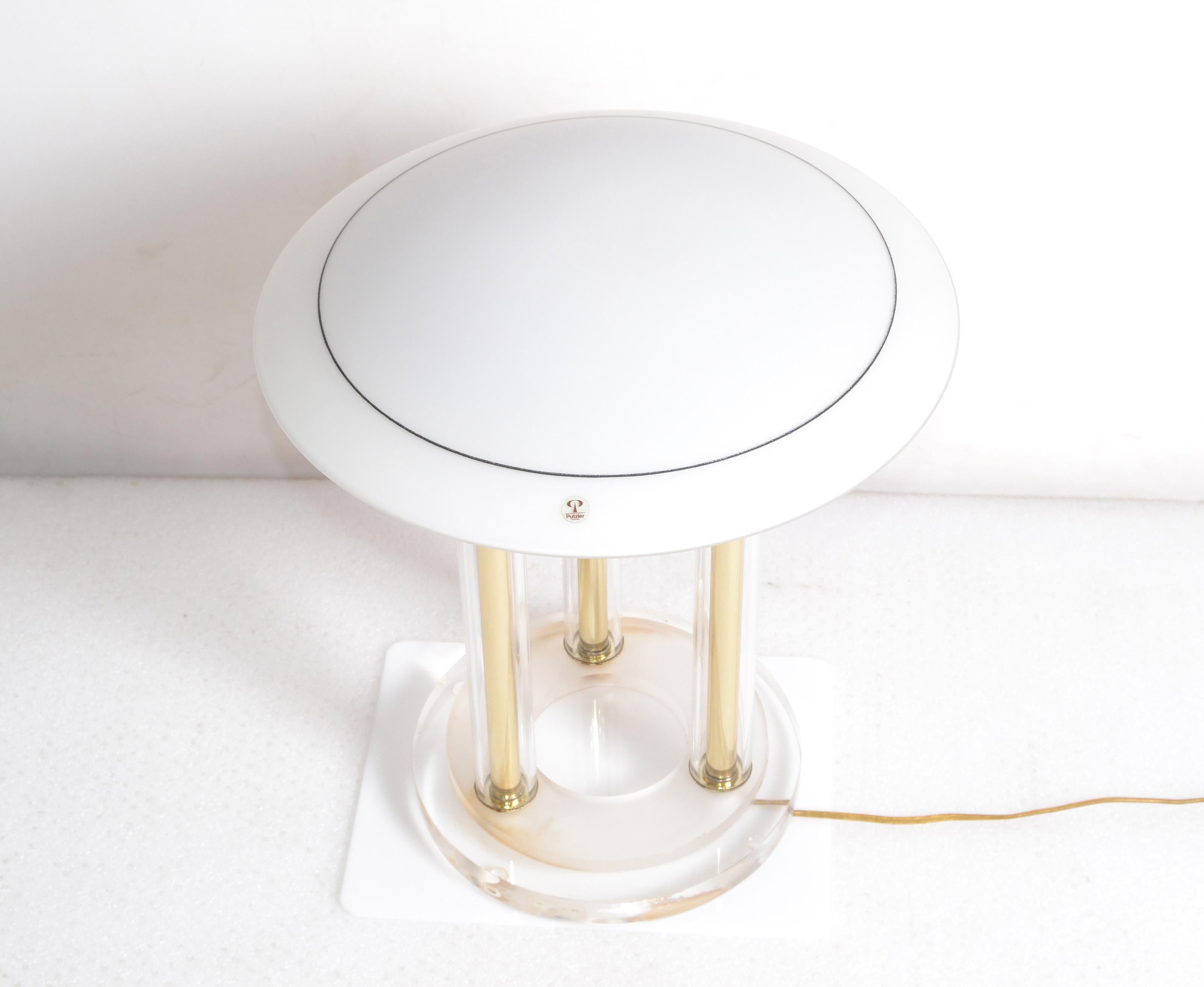 Peill & Putzler Brass, Lucite and Blown Glass Table Lamp Space Age 1970s Germany In Good Condition For Sale In Miami, FL