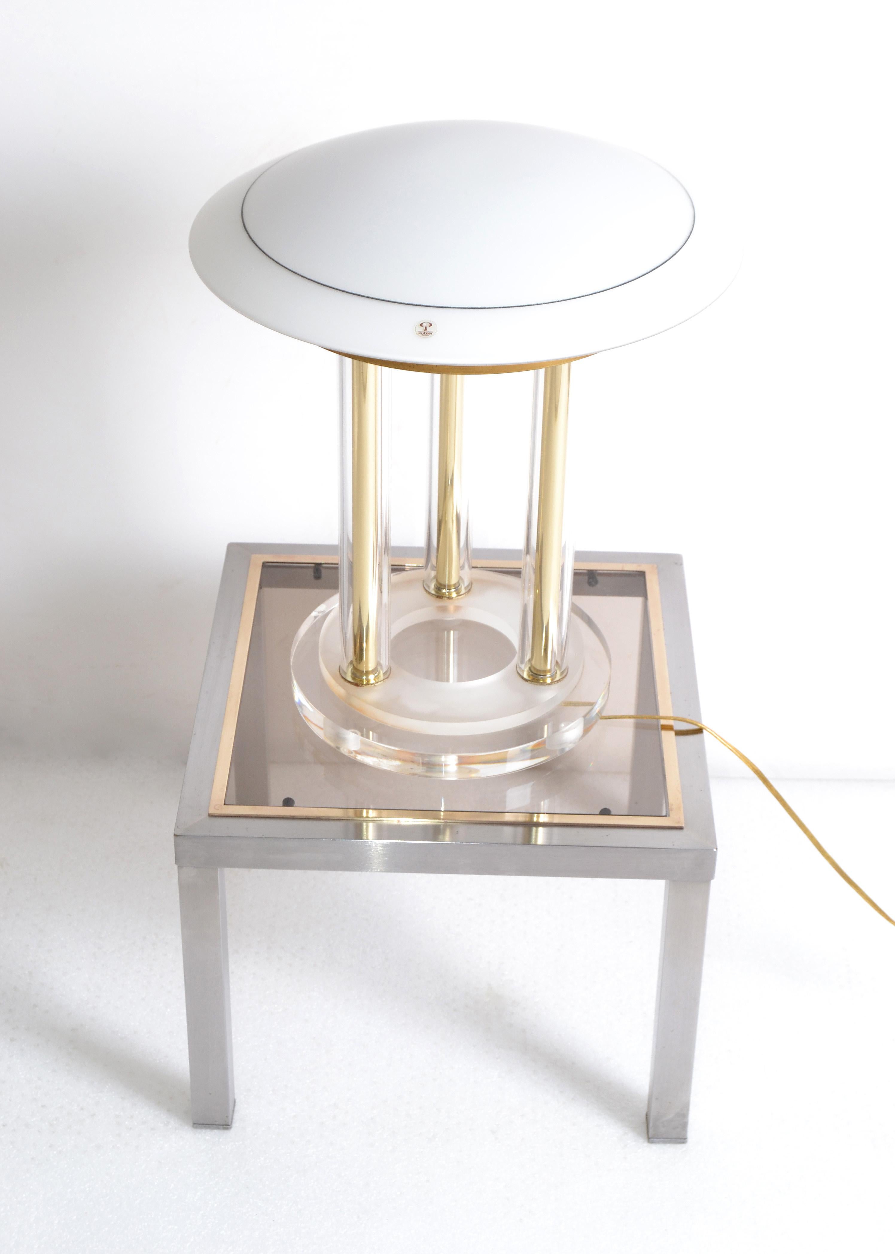 Late 20th Century Peill & Putzler Brass, Lucite and Blown Glass Table Lamp Space Age 1970s Germany For Sale