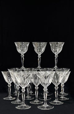 16 pieces of Peill & Putzler clear crystal cut wine glasses, Germany, 1970s