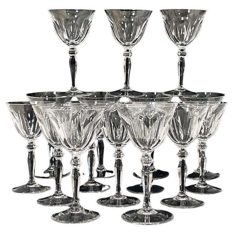 16 piezas de copas de vino de cristal transparente tallado Peill & Putzler, Alemania, años 70 en venta