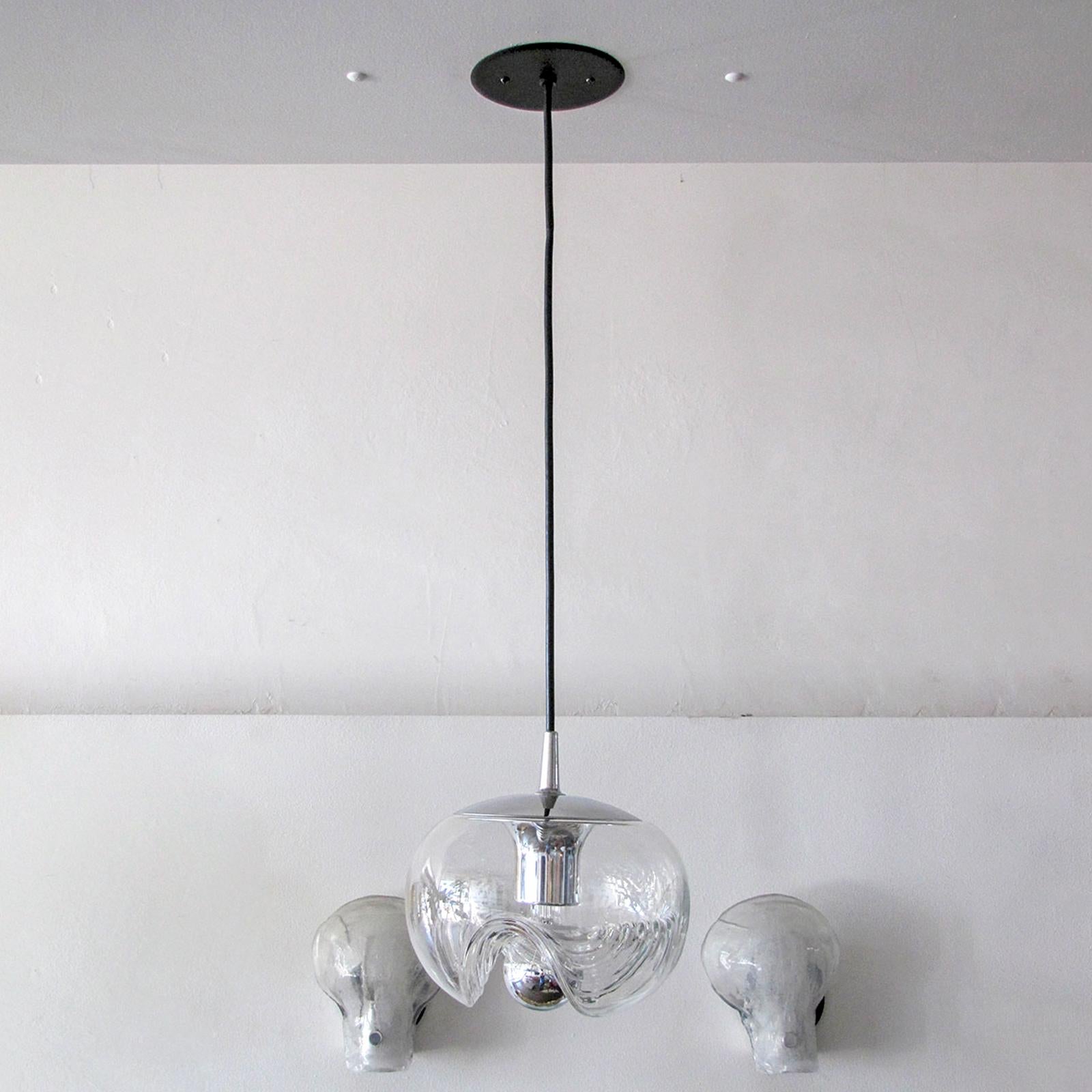 Mid-Century Modern Peill & Putzler Suspensions en verre clair, 1970 en vente