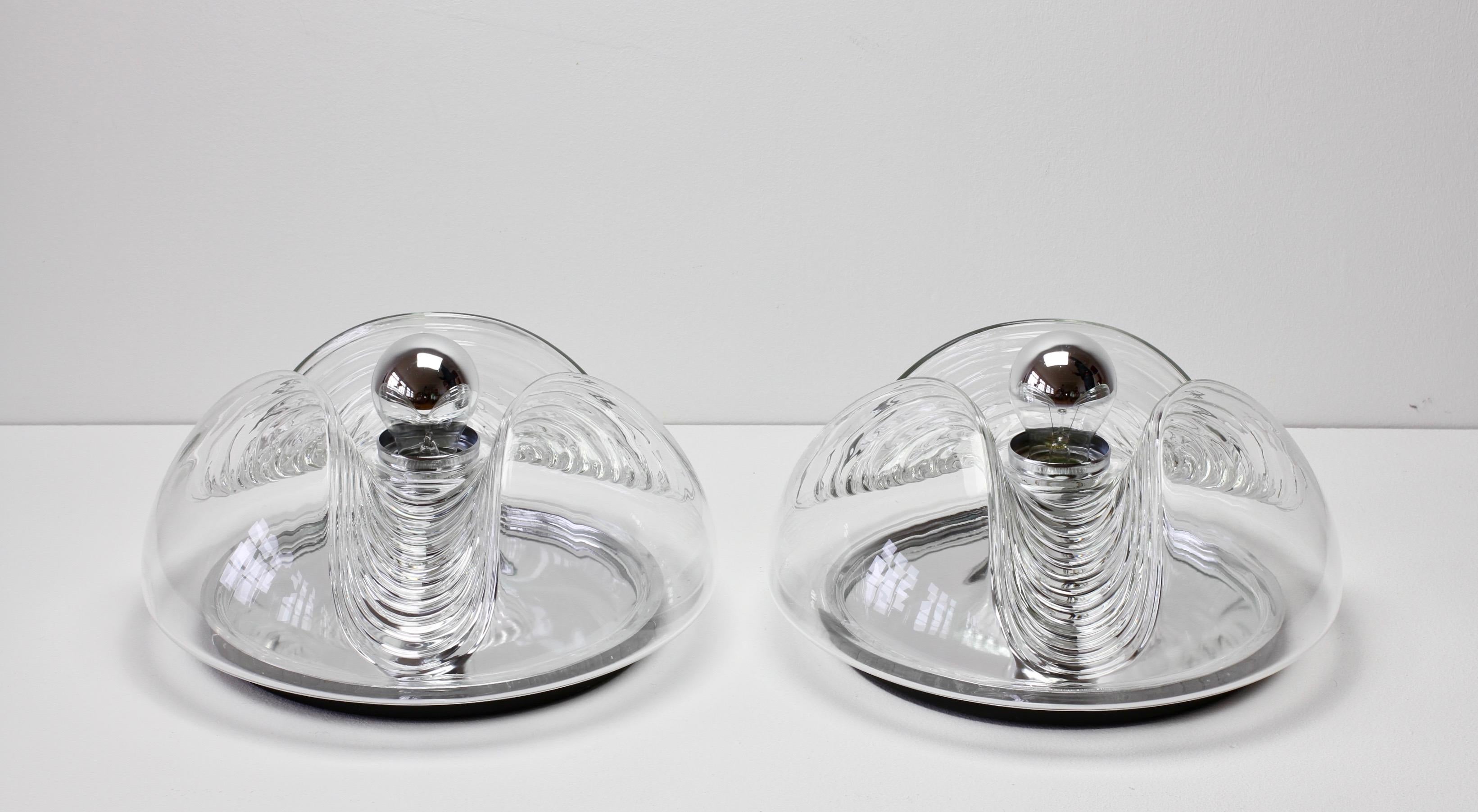 Plated Peill & Putzler Extra Large Pair of 1970s Vintage Biomorphic Wall Sconce Lights For Sale