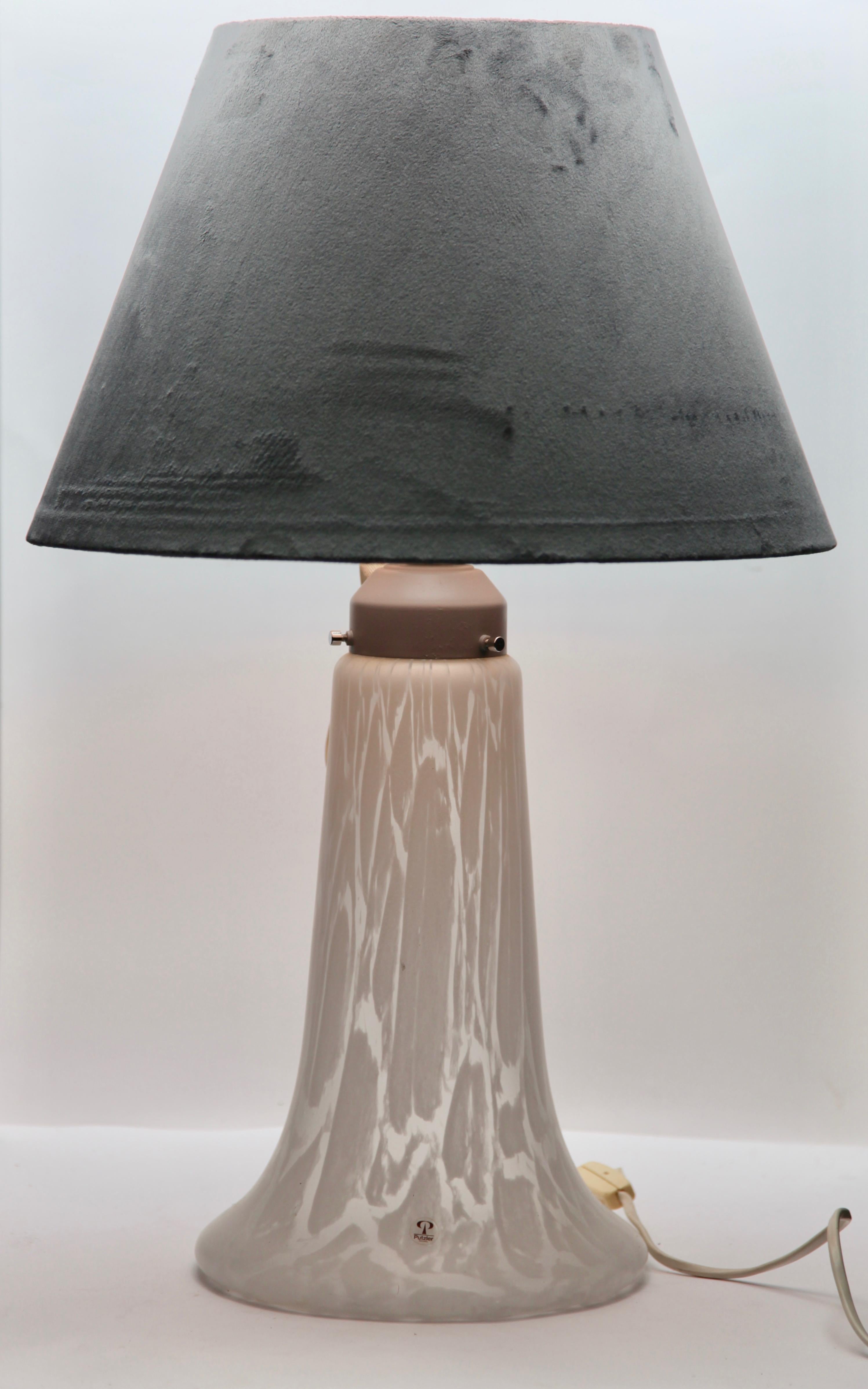 Late 20th Century Peill & Putzler Frosted and Textured Glass Lamp, 1970s For Sale