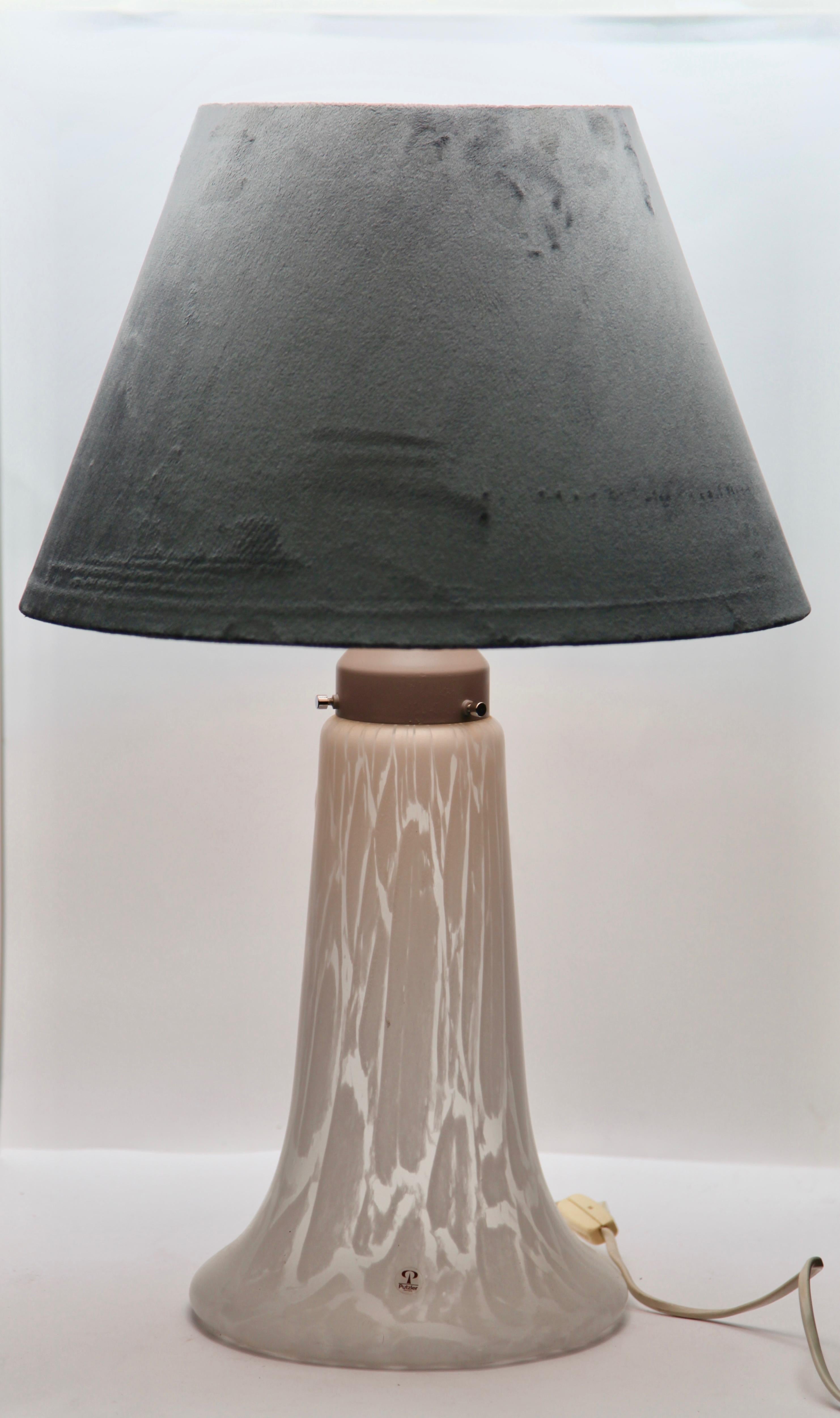 Metal Peill & Putzler Frosted and Textured Glass Lamp, 1970s For Sale