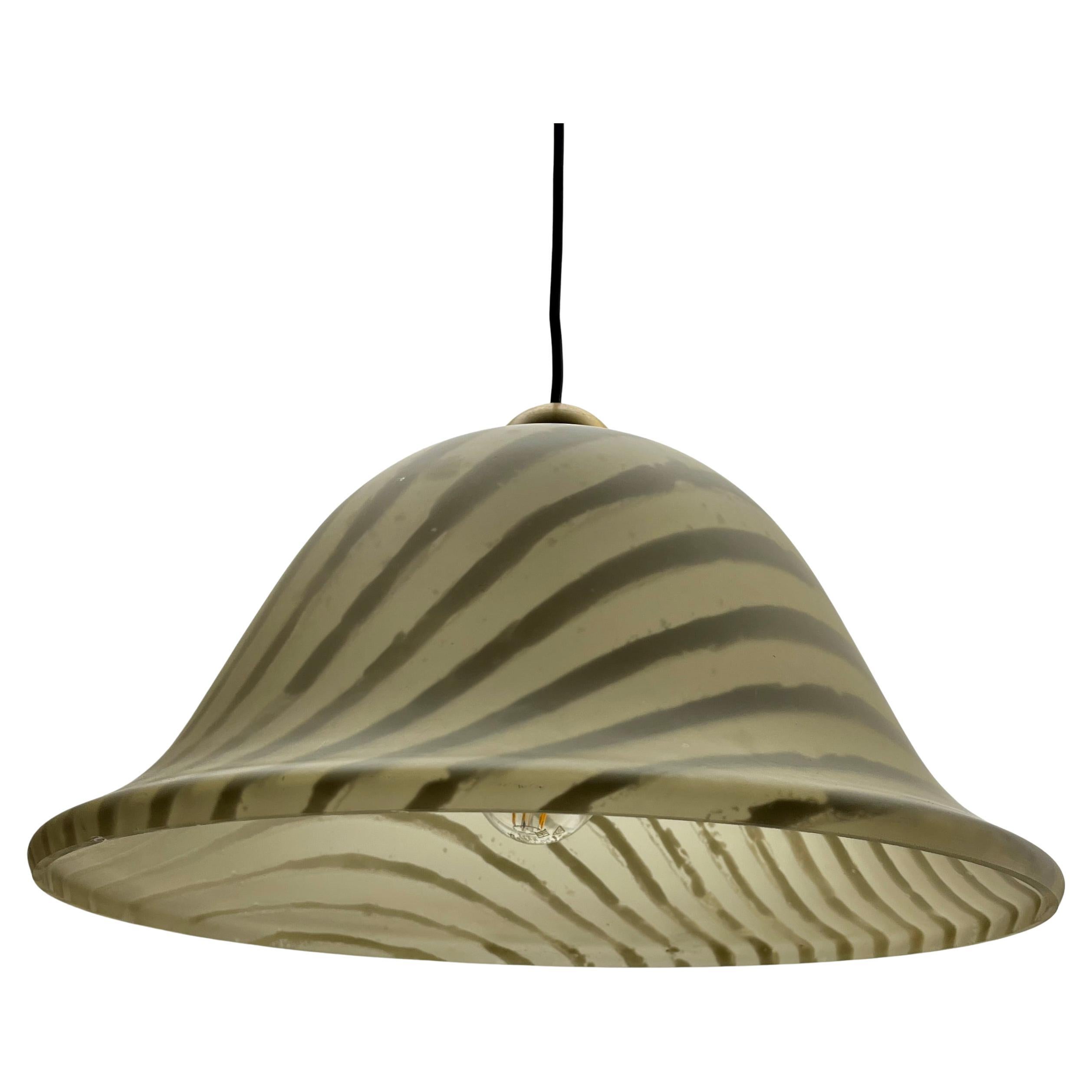 Peill & Putzler Frosted and Textured Glass Pendent Lamp, 1970s For Sale 3