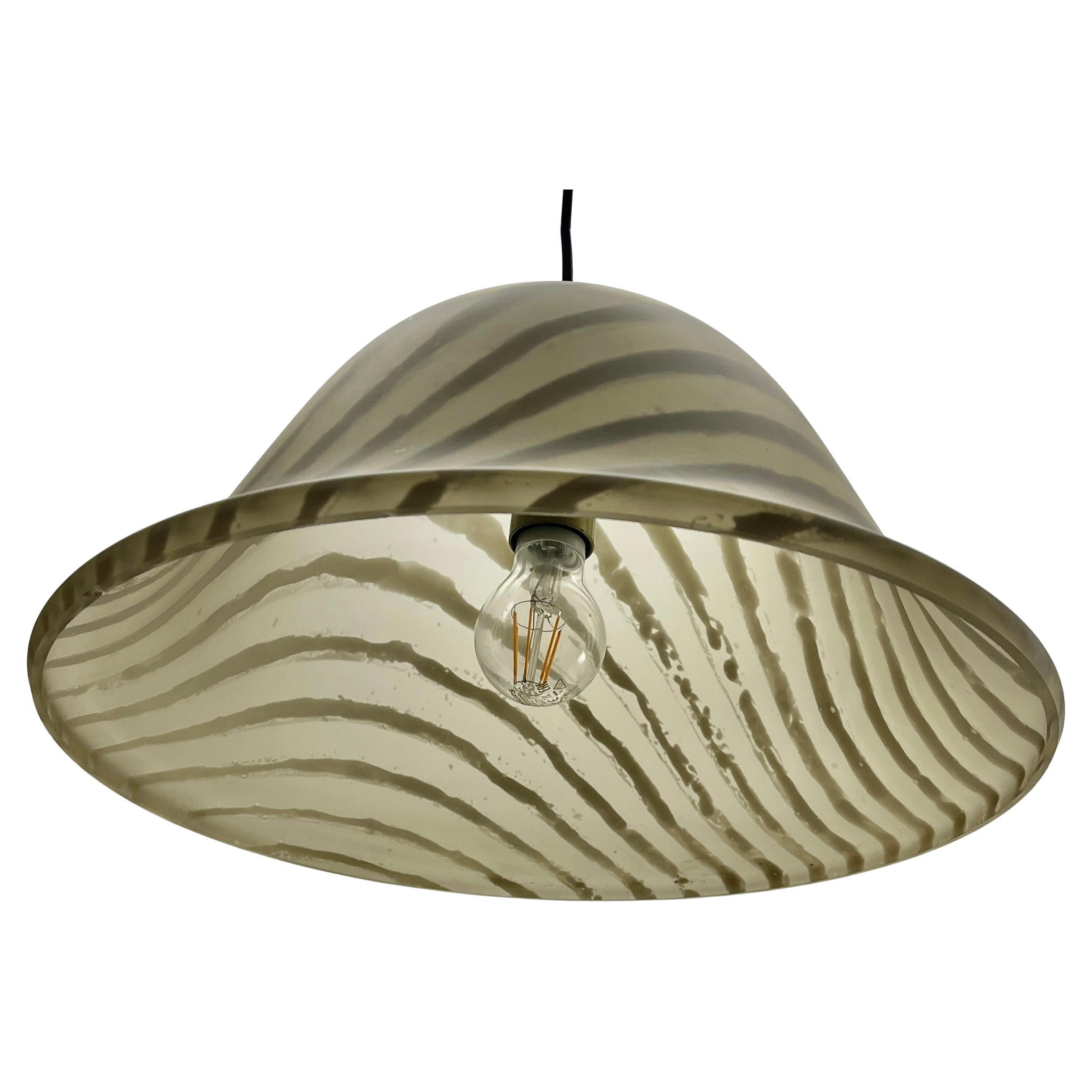 Peill & Putzler Frosted and Textured Glass Pendent Lamp, 1970s For Sale 4