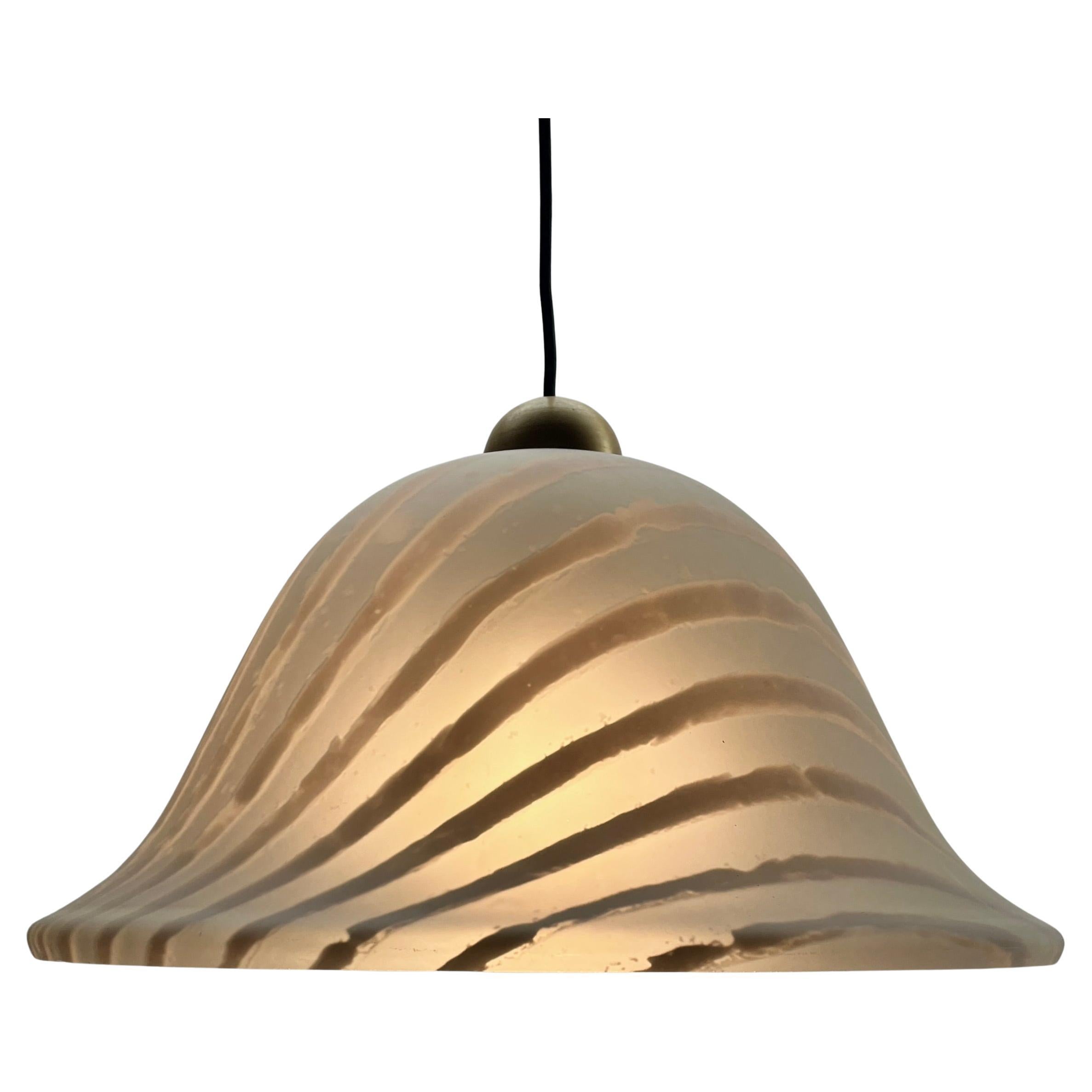 Mid-Century Modern Peill & Putzler Frosted and Textured Glass Pendent Lamp, 1970s For Sale