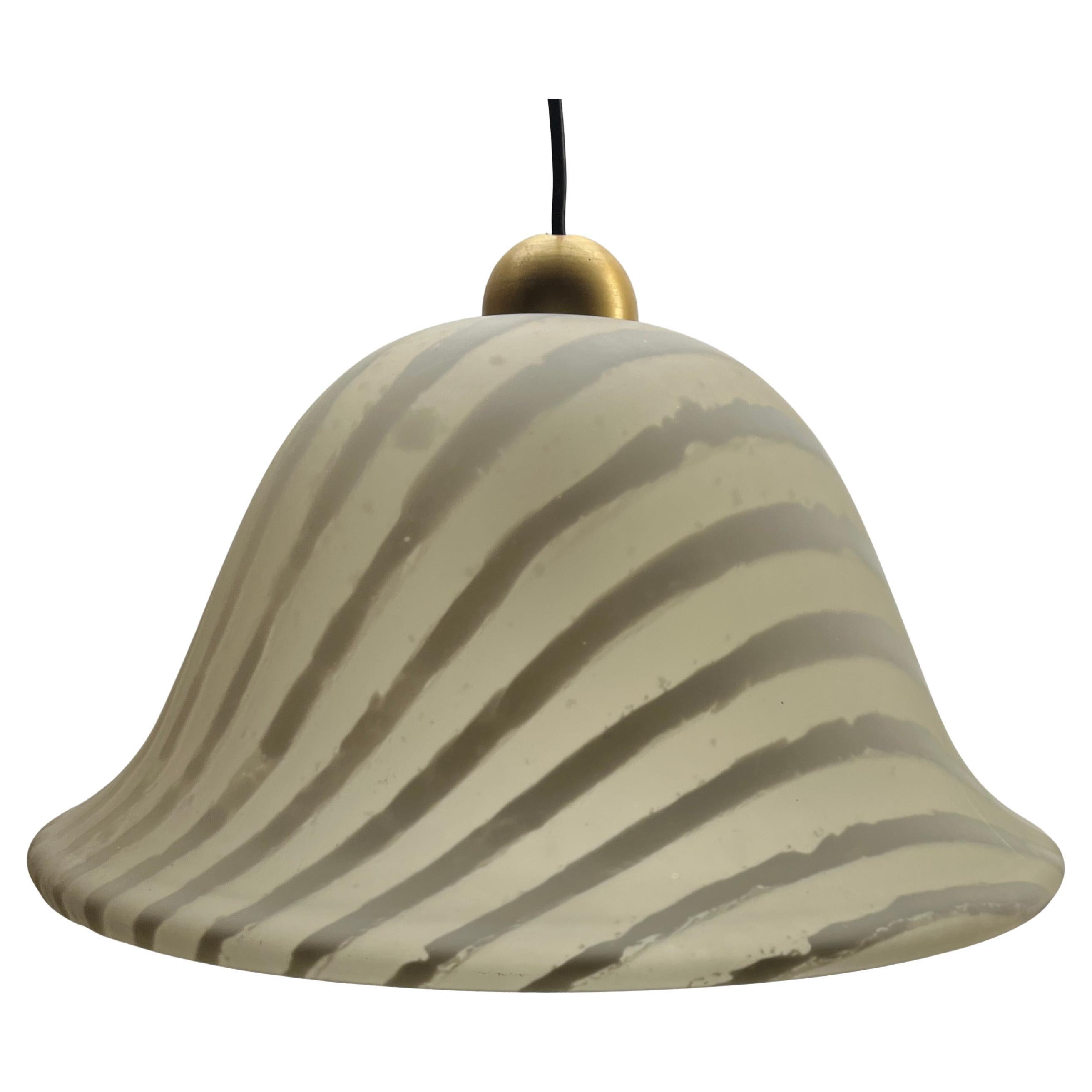 German Peill & Putzler Frosted and Textured Glass Pendent Lamp, 1970s For Sale