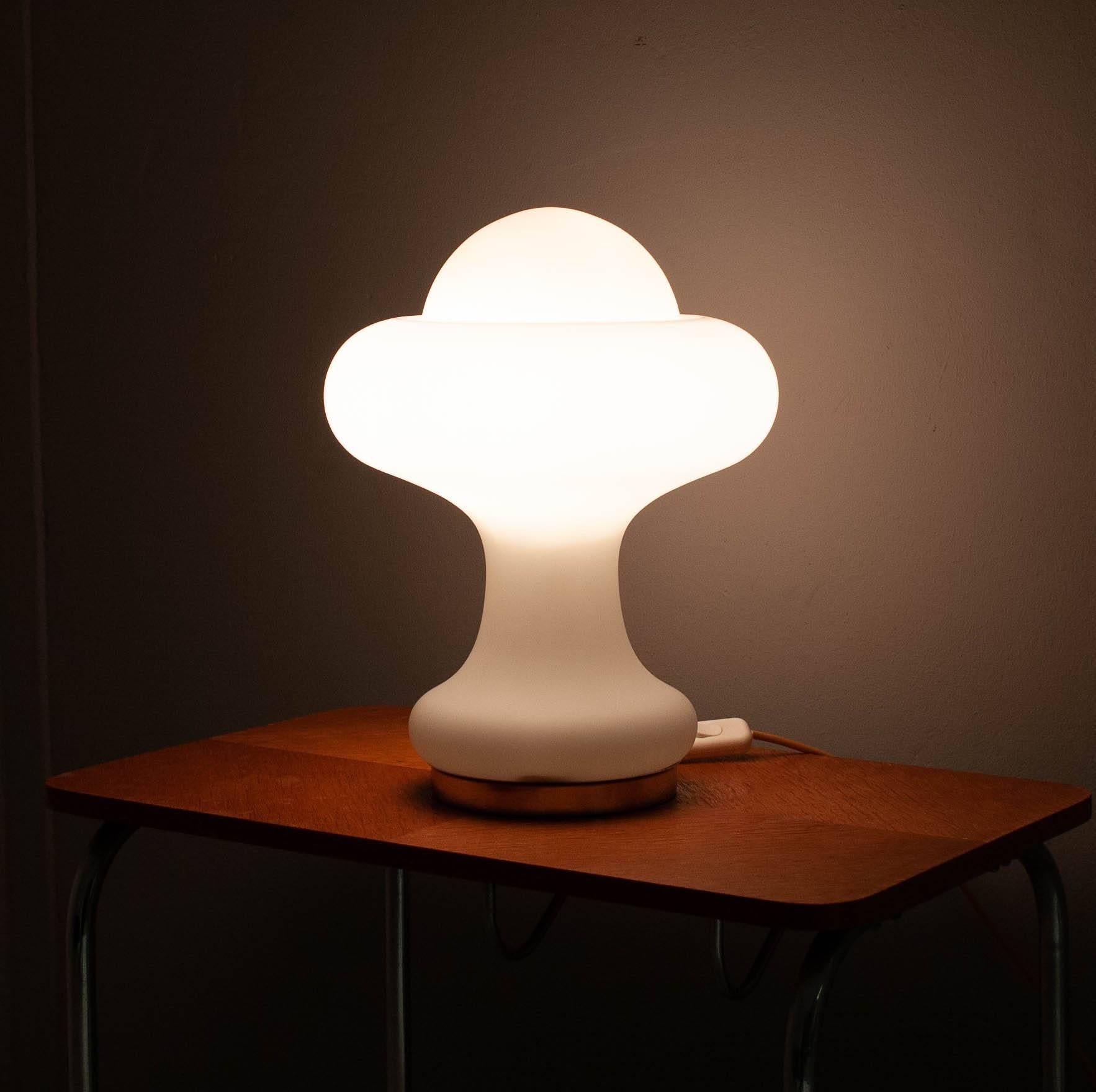 Mid-Century Modern Peill & Putzler Frosted Glass Mushroom Lamp, 1960s For Sale