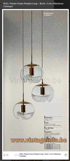 Peill & Putzler Futura "THREE" Pendant WAVES Lamp for Koch & Lowy