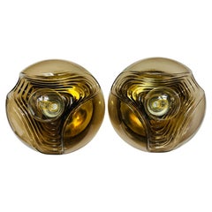 Plafonniers allemands fumés Peill Putzler 1960 Mid-Century Medium