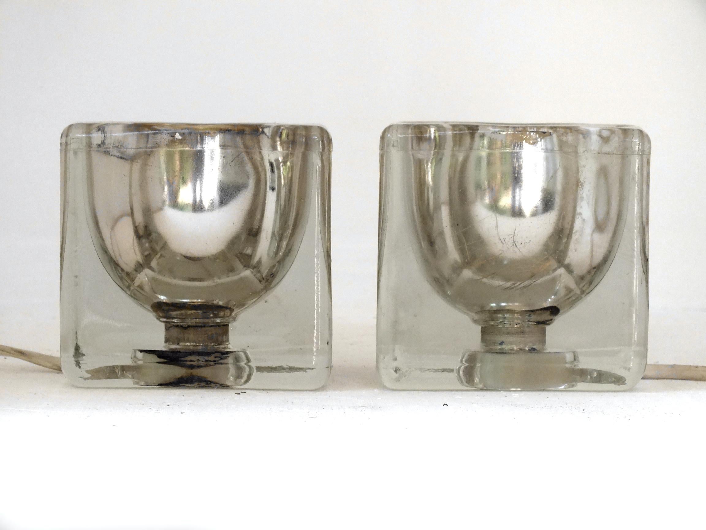 Space Age Peill & Putzler Germany Production Ice Cube Two Table Lamps Years, 1970 For Sale