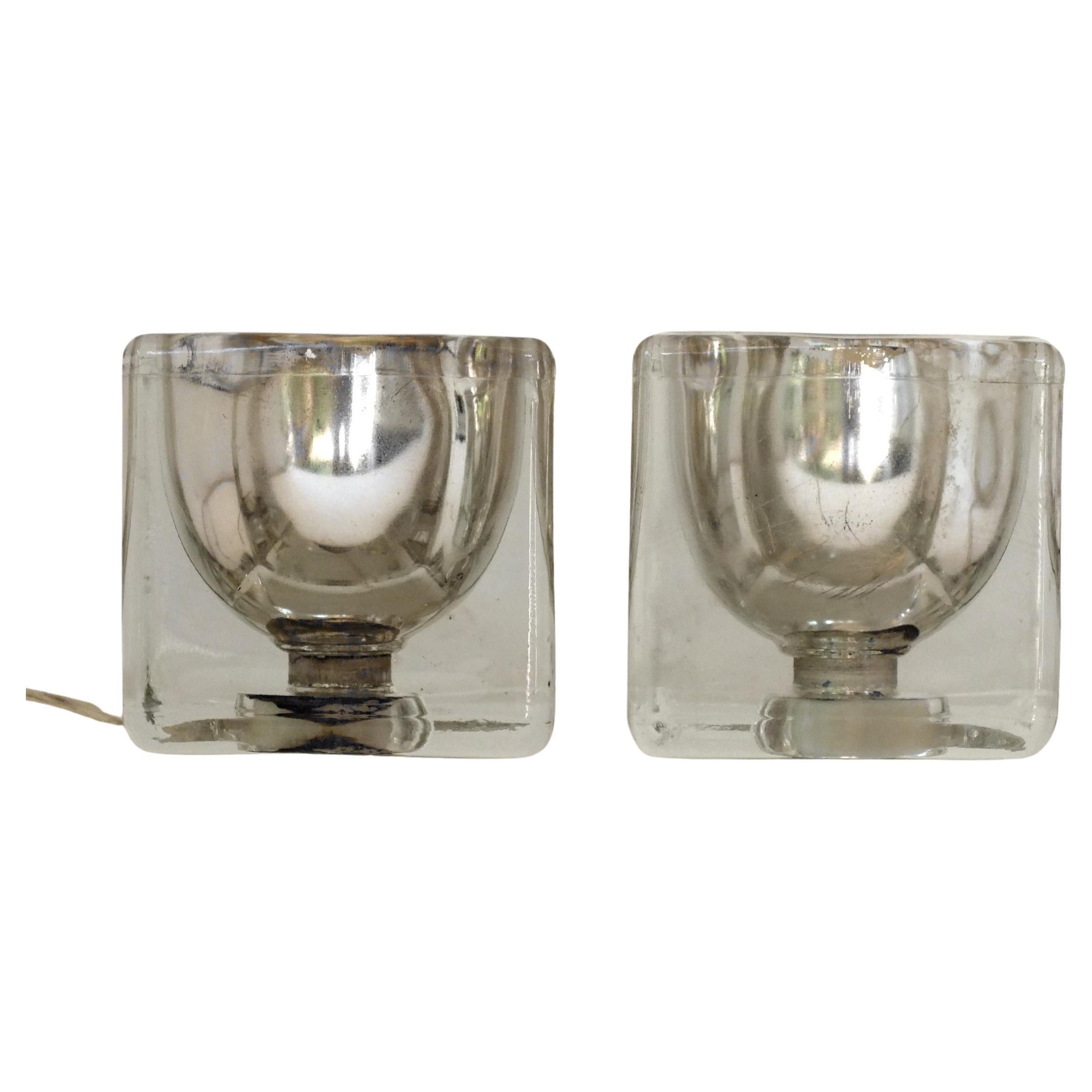 Peill & Putzler Germany Production Ice Cube Two Table Lamps Years, 1970 For Sale