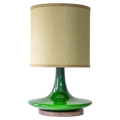 Peill Putzler Green Ceramic Disc Shaped Lamp, Custom Made Shade by R. Houben