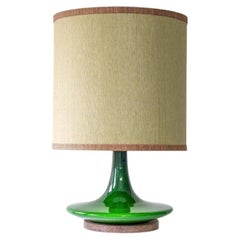 Peill Putzler Green Ceramic Disc Shaped Lamp, Custom Made Shade by R. Houben