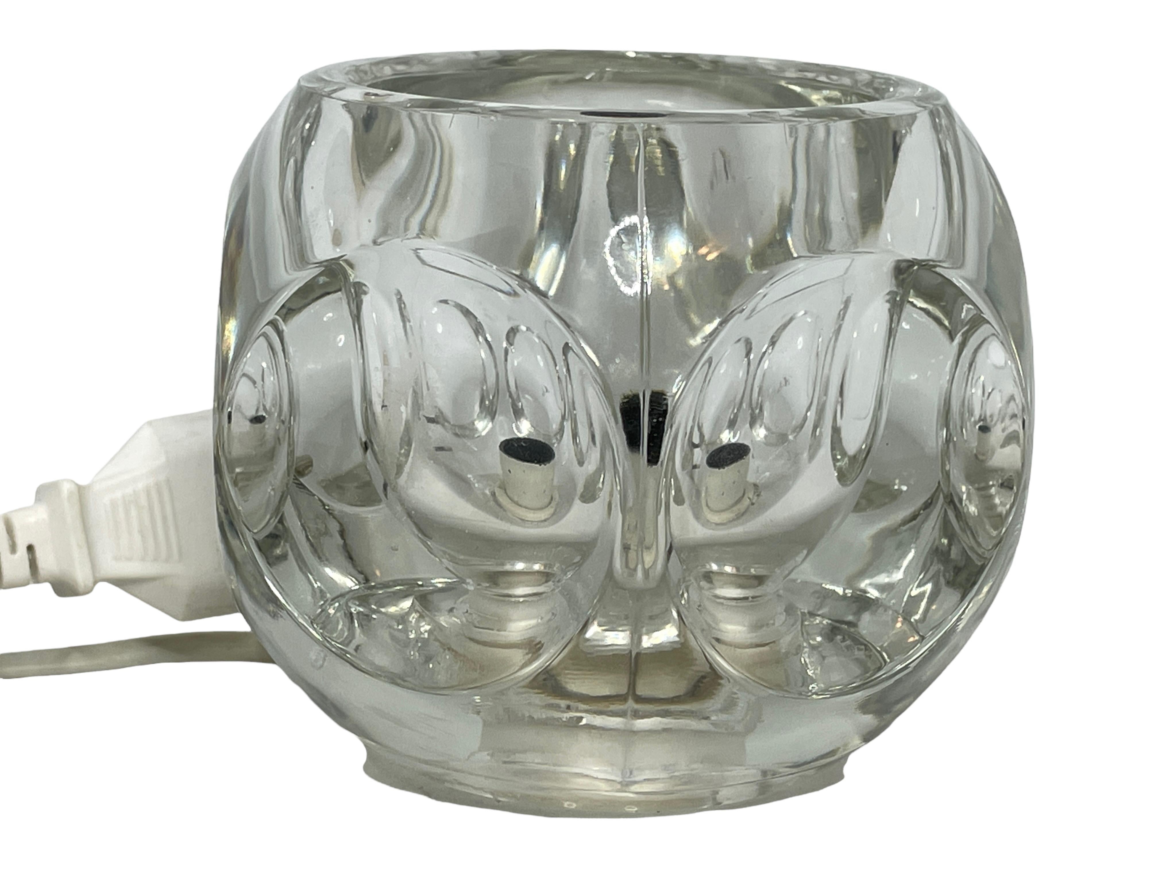 Glass Peill & Putzler Ice Cube Table Lamp, Vintage German For Sale