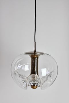 Peill & Putzler Large 1970s Clear Textured Glass Biomorphic Pendant Light