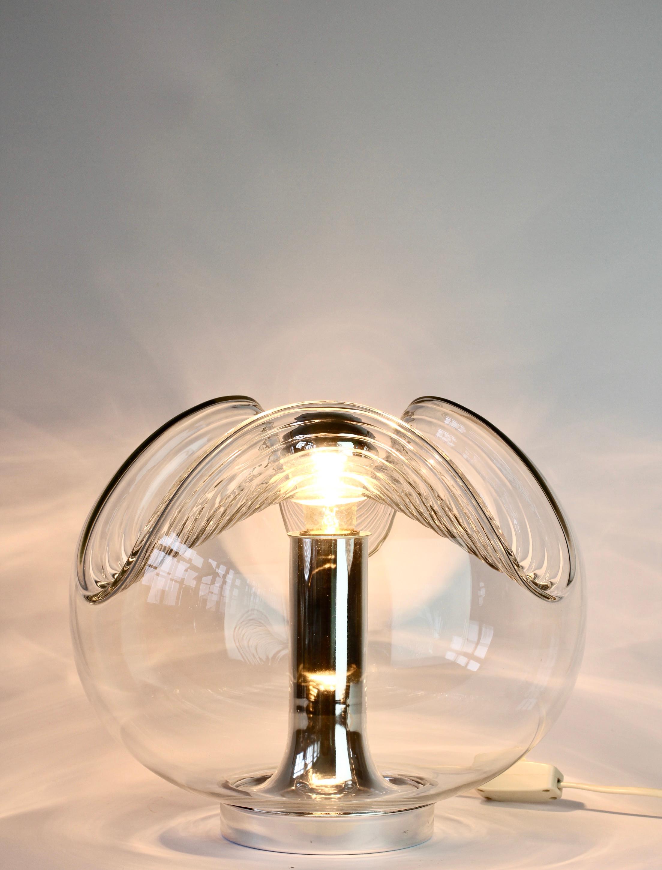 Peill & Putzler Large 1970s Clear Textured Glass Biomorphic Table Lamp / Light 2