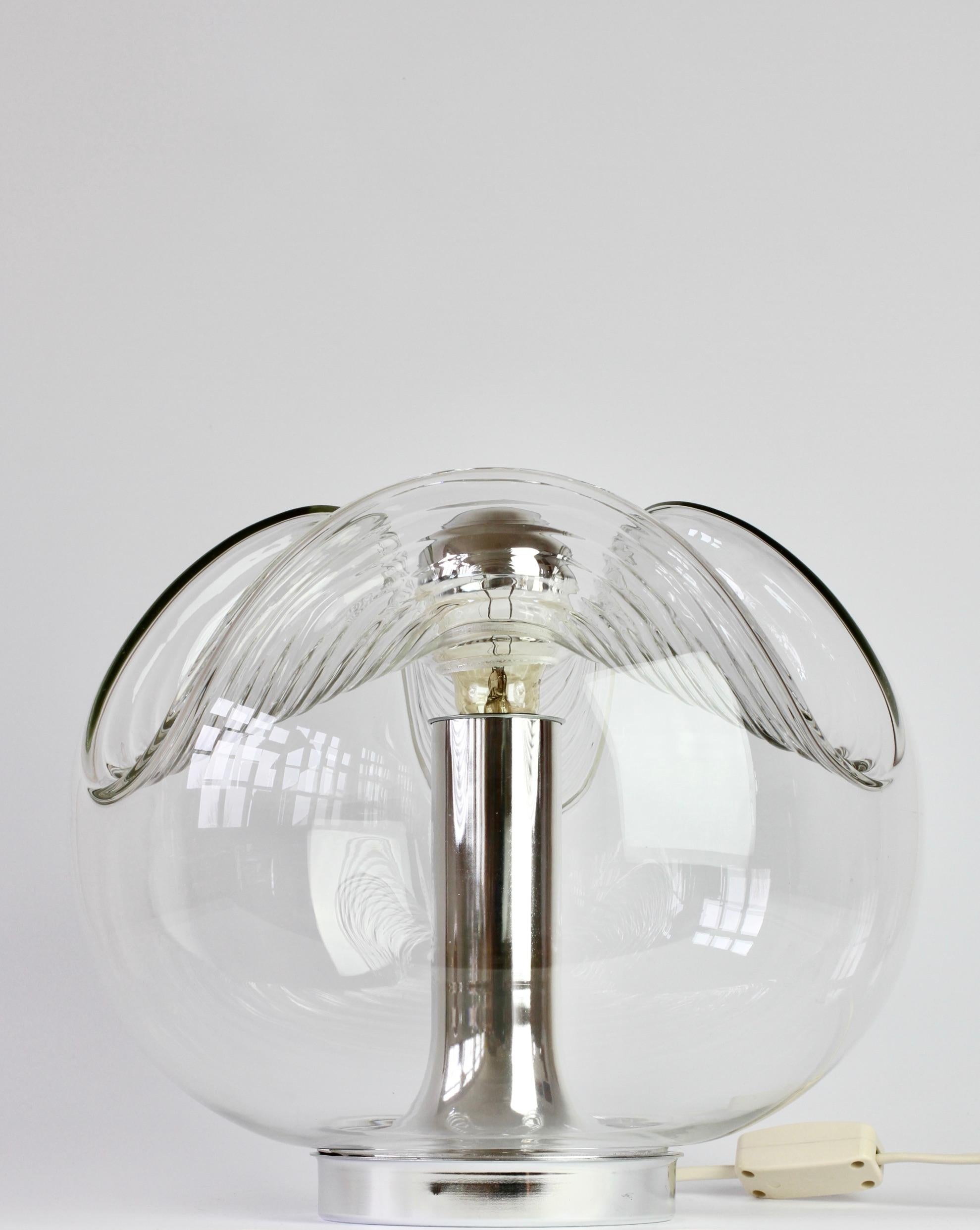 Peill & Putzler Large 1970s Clear Textured Glass Biomorphic Table Lamp / Light 5
