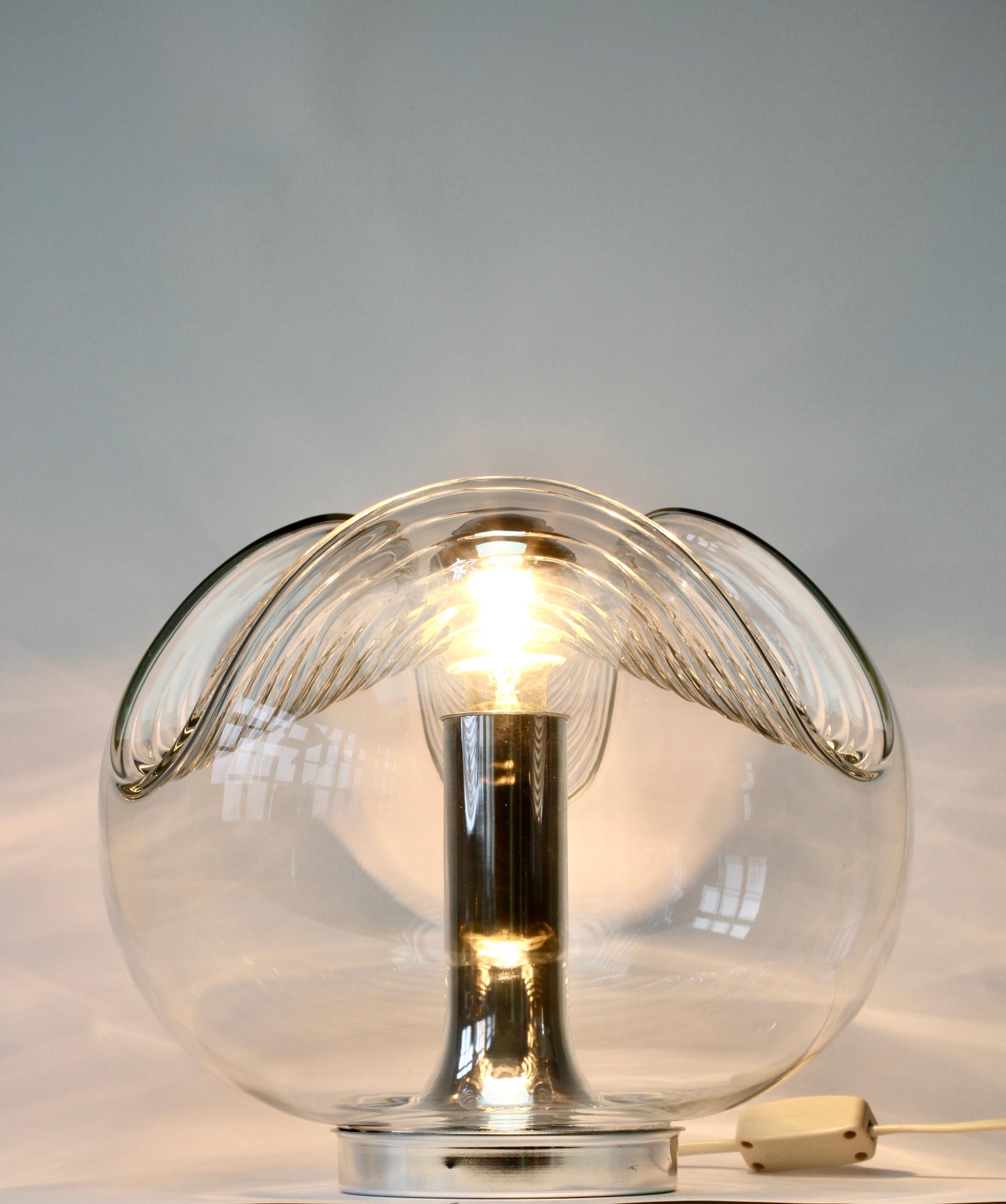 Peill & Putzler Large 1970s Clear Textured Glass Biomorphic Table Lamp / Light 6