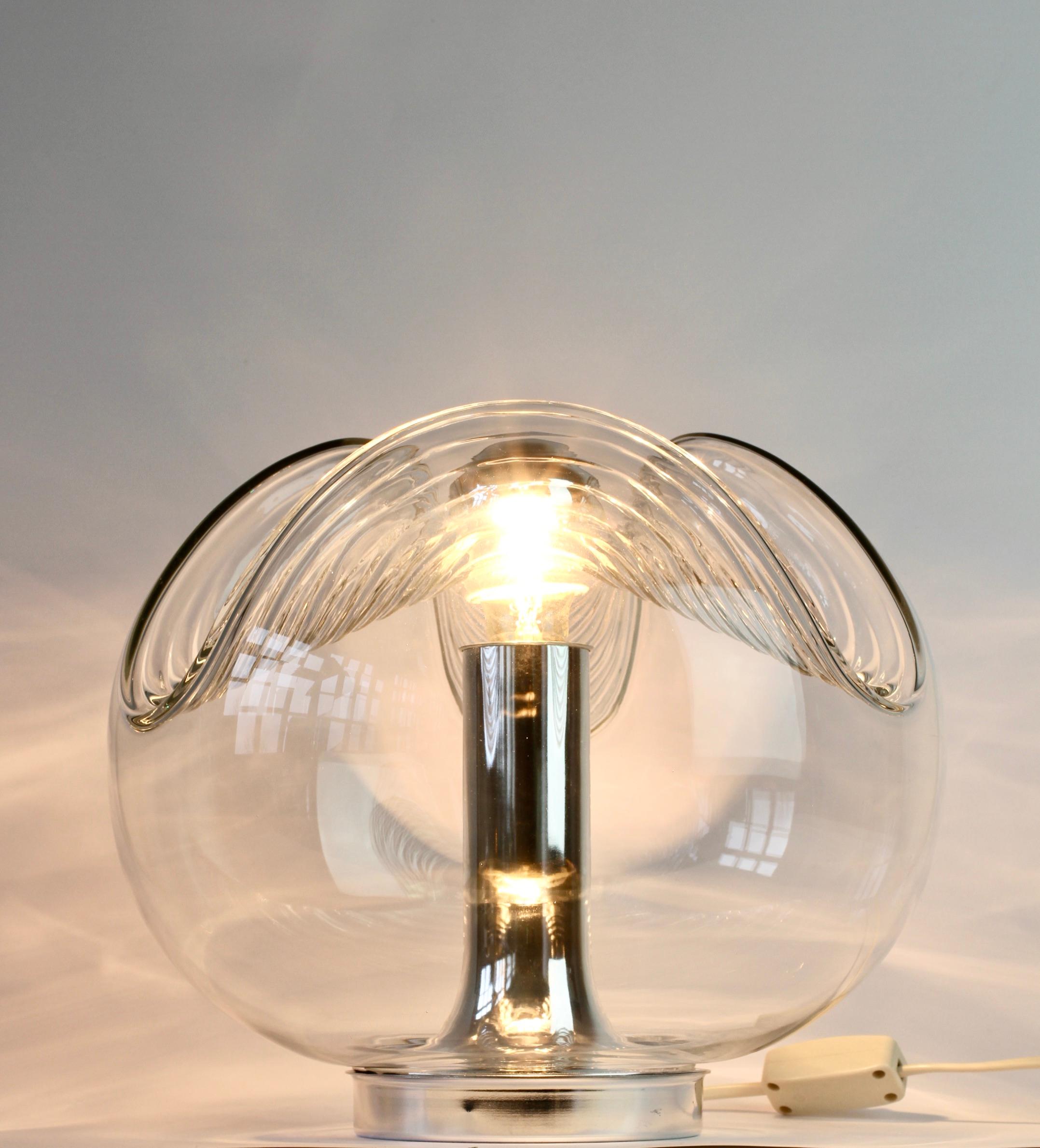 Peill & Putzler Large 1970s Clear Textured Glass Biomorphic Table Lamp / Light 7
