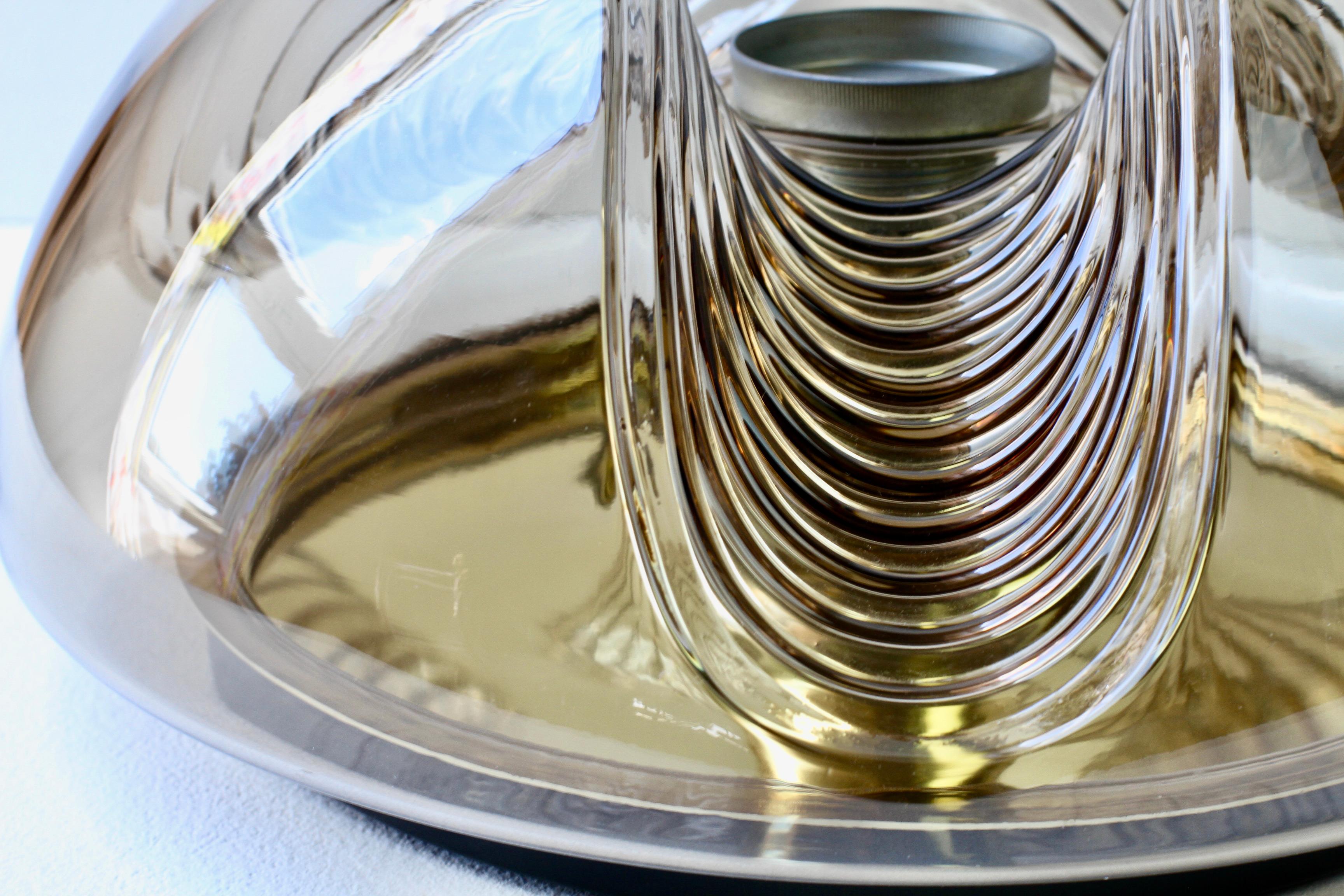 Peill & Putzler Large Pair of 1970s Smoked Glass Biomorphic Wall Sconces Lights For Sale 5