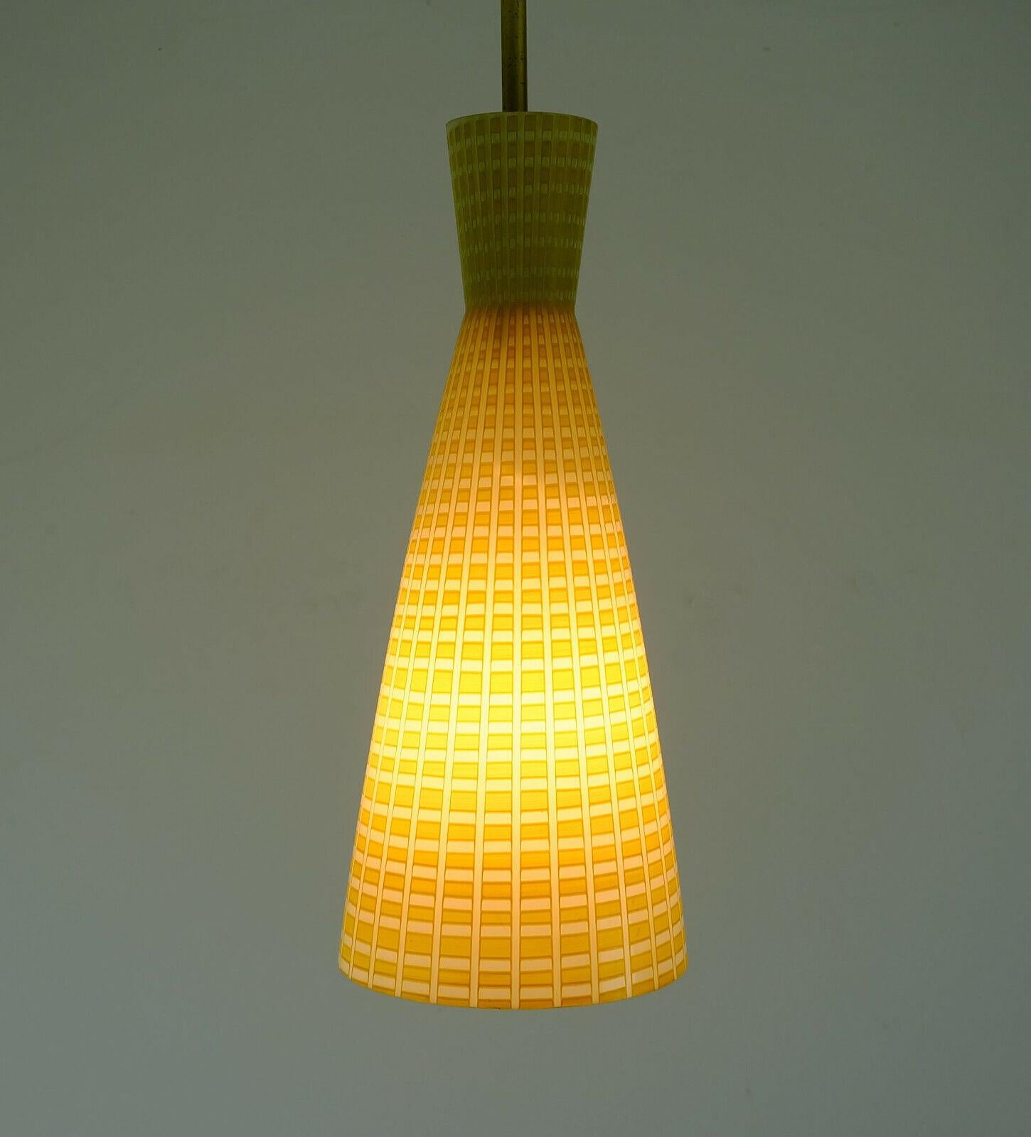 Peill & Putzler Midcentury Pendant Lamp 1950s Yellow and White Glass For Sale 1