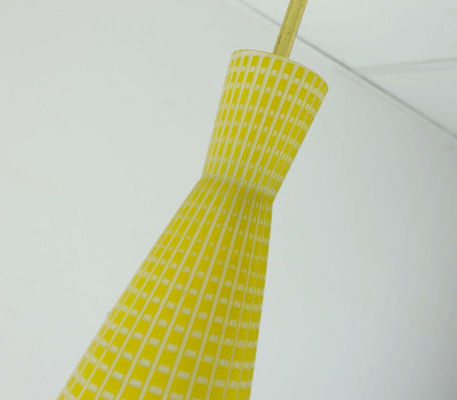 Peill & Putzler Midcentury Pendant Lamp 1950s Yellow and White Glass For Sale 2