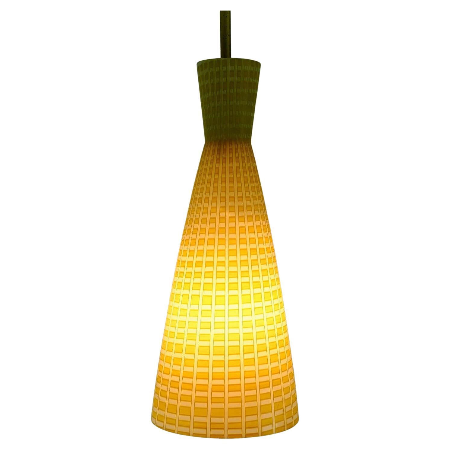 Peill & Putzler Midcentury Pendant Lamp 1950s Yellow and White Glass