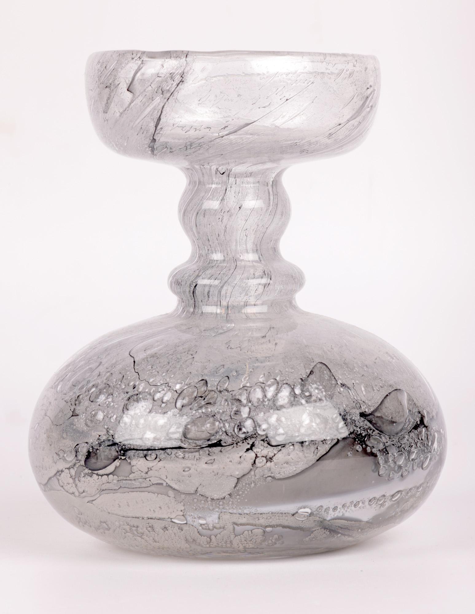 Mid-Century Modern Peill & Putzler Mid-Century Schleiergraphit Art Glass Hyacinth Vase  For Sale
