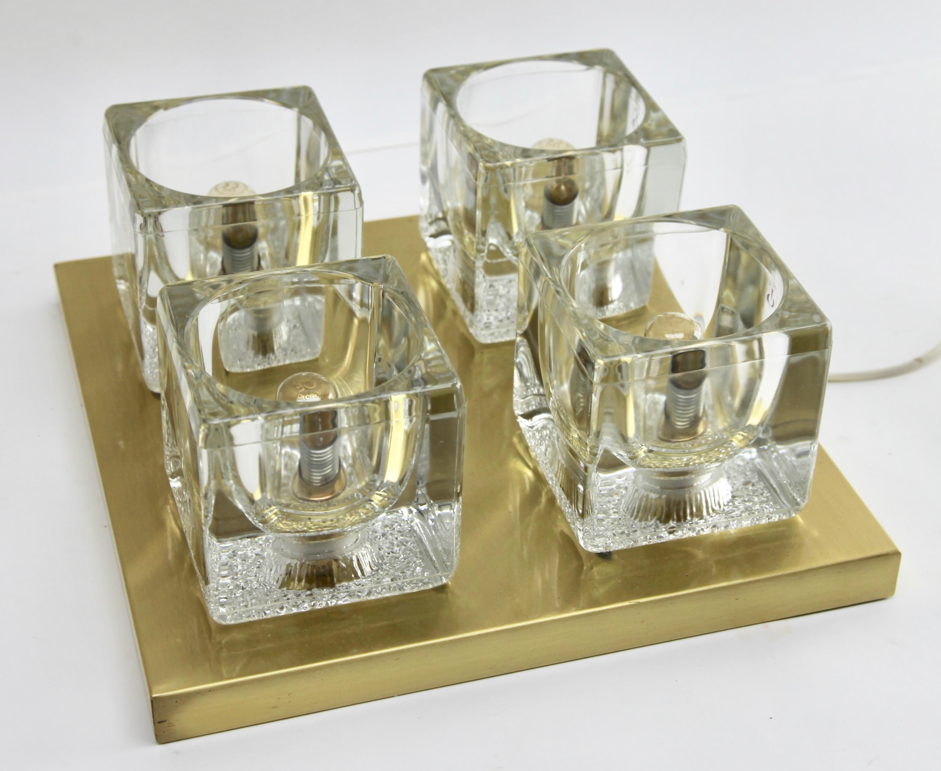 Peill & Putzler, Midcentury Set of 3 Modernist German Glass Cube Wall Sconces For Sale 2
