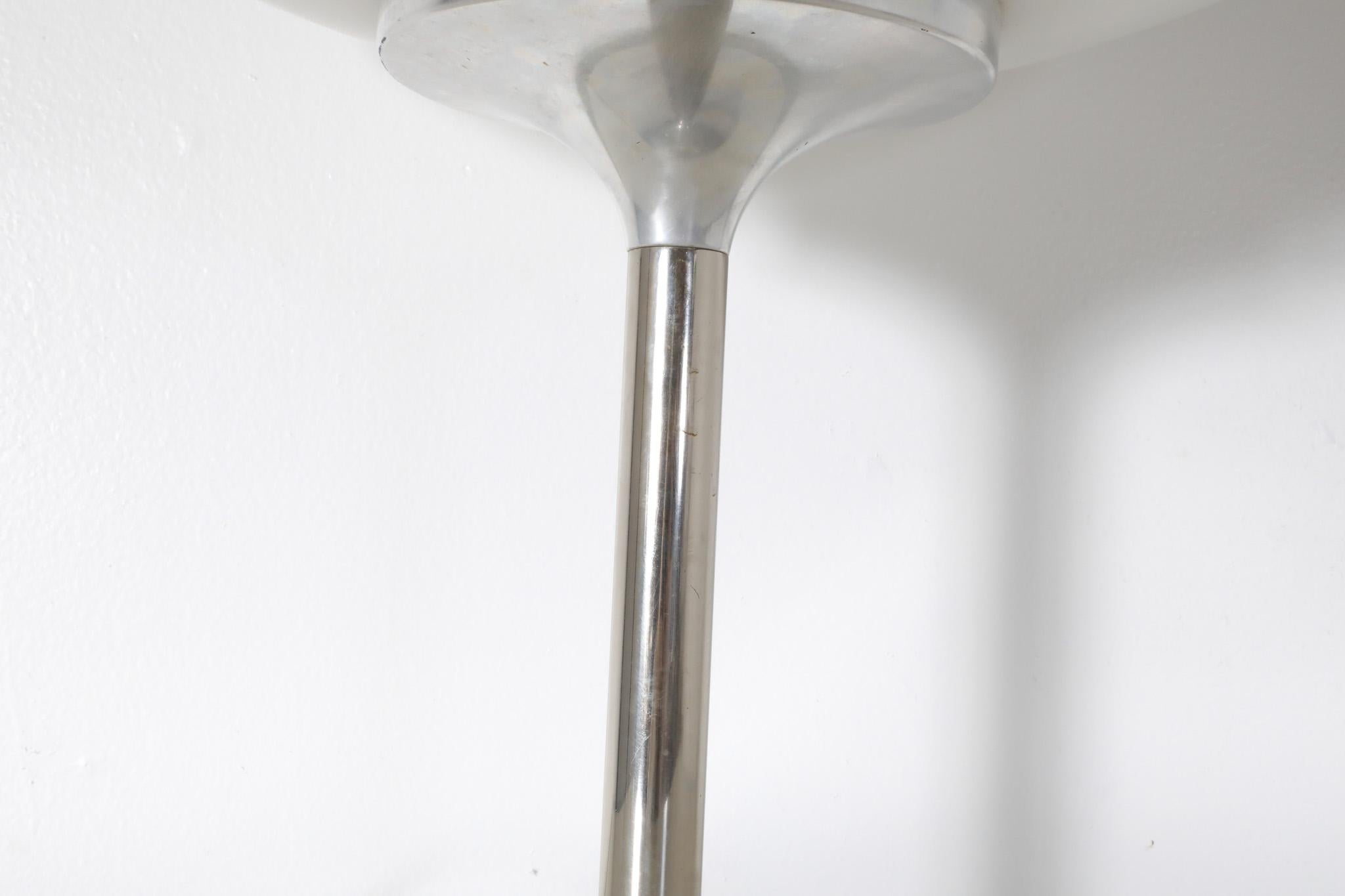 Metal Peill & Putzler Milk Glass & Aluminum Table Lamp For Sale