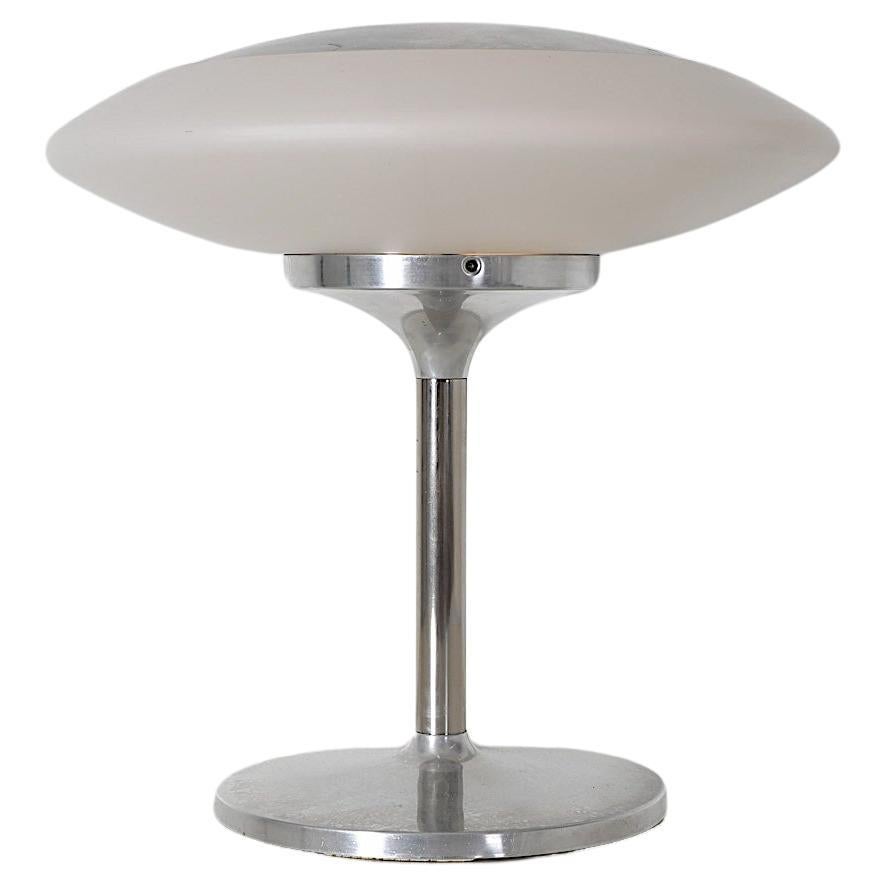 Peill & Putzler Milk Glass & Aluminum Table Lamp For Sale