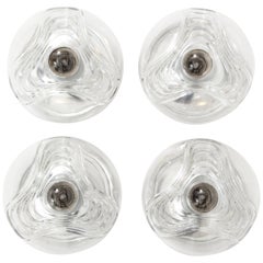 Peill & Putzler Modernist Clear Glass Wave Sconces