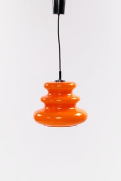 Hngeleuchte aus orangefarbenem Glas von Peill & Putzler, 1960, Deutschland
