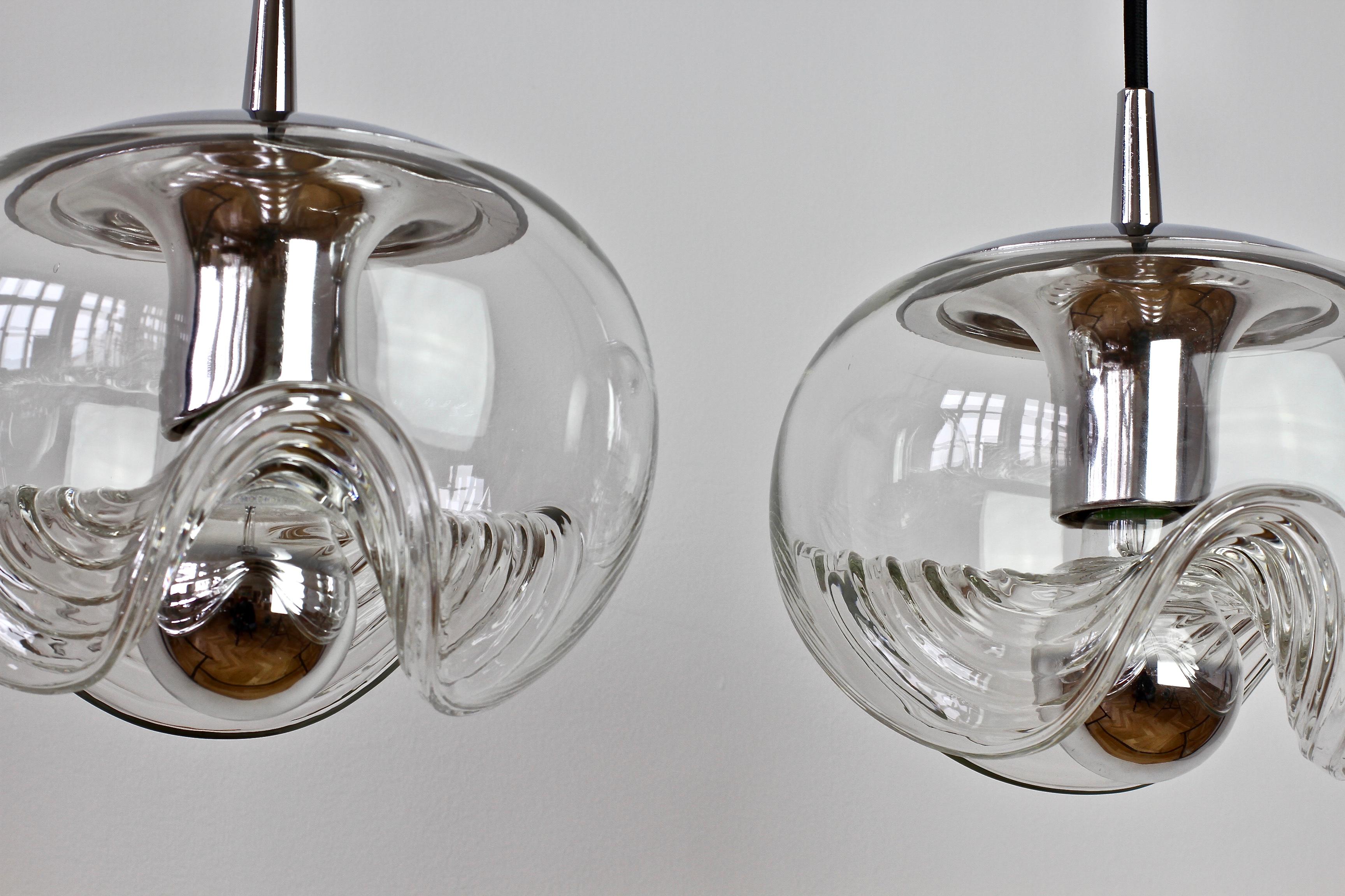 Peill & Putzler Coppia di pendenti biomorfi in vetro trasparente 